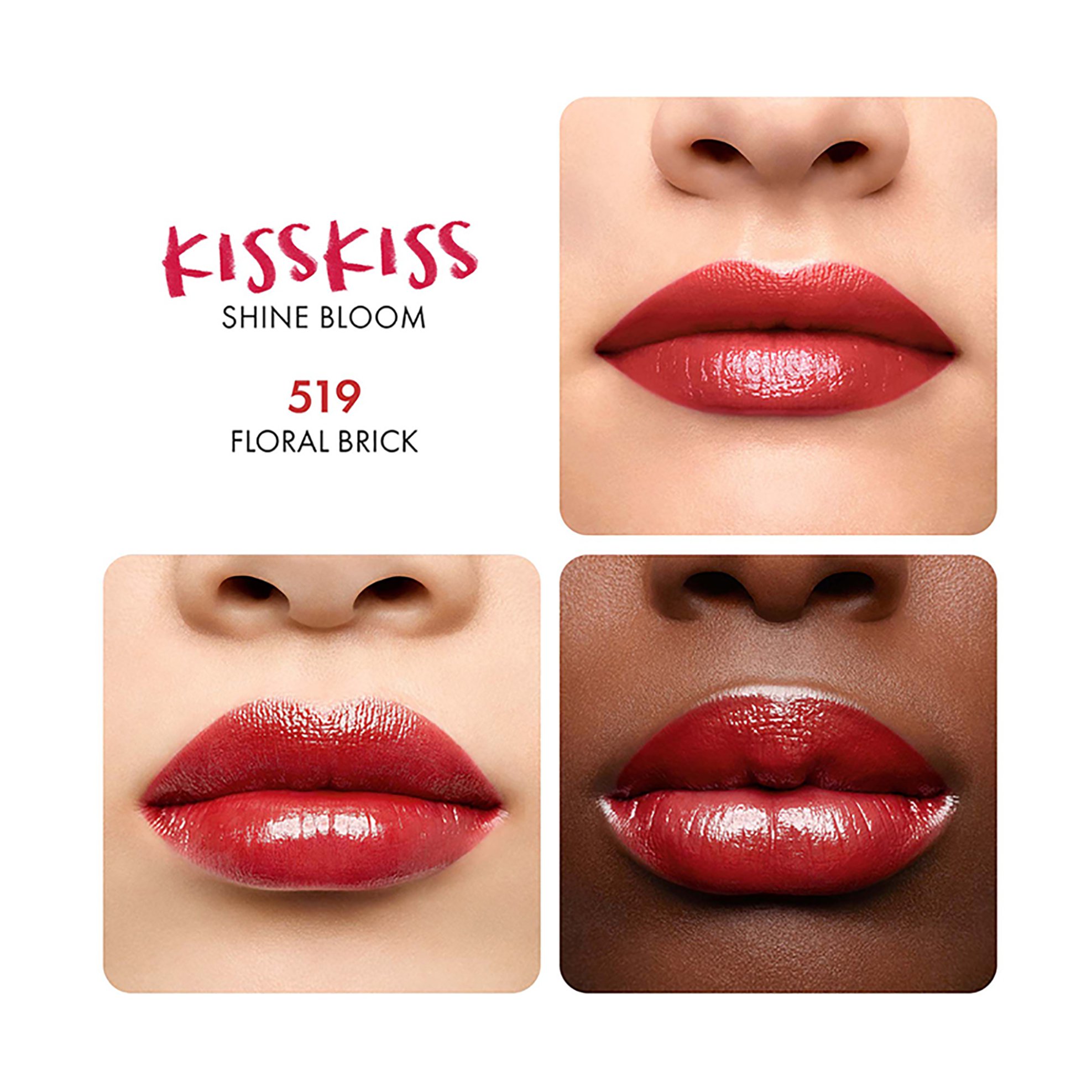 Guerlain Kisskiss Shine Bloom 95% Naturally-Derived Ingredients Lipstick - G043687 519 Floral Brick φωτογραφία