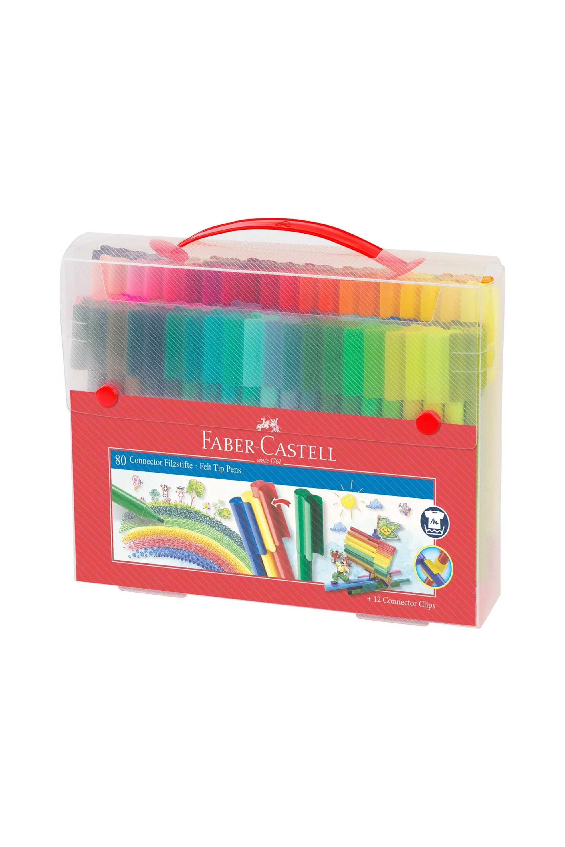 FABER-CASTELL Faber-Castell μαρκαδόροι ζωγραφικής Connector σετ 80 χρώματα – σχέδιο βαλιτσάκι - 077155579/