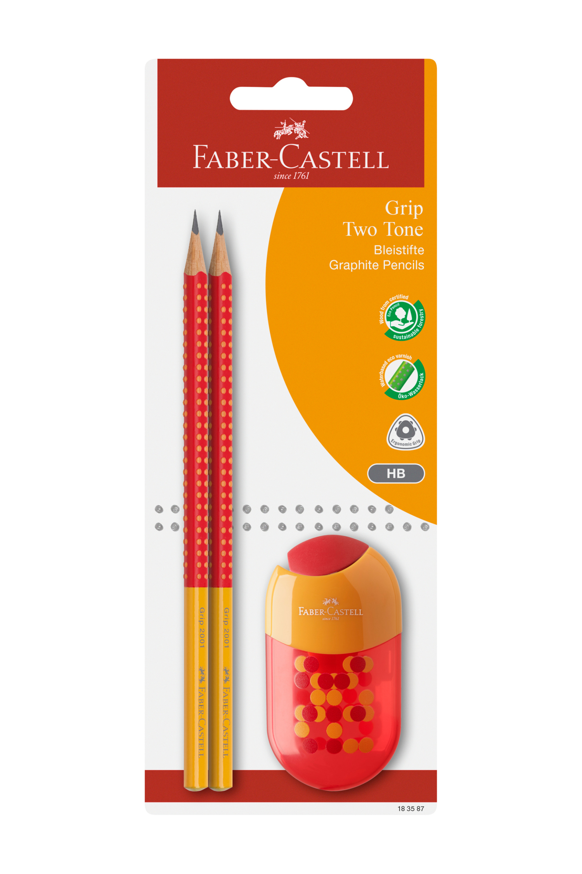 Faber-Castell Σετ 2 μολύβια Jumbo Grip δίχρωμα και 1 ξύστρα (3 τεμάχια) - 077183587 φωτογραφία
