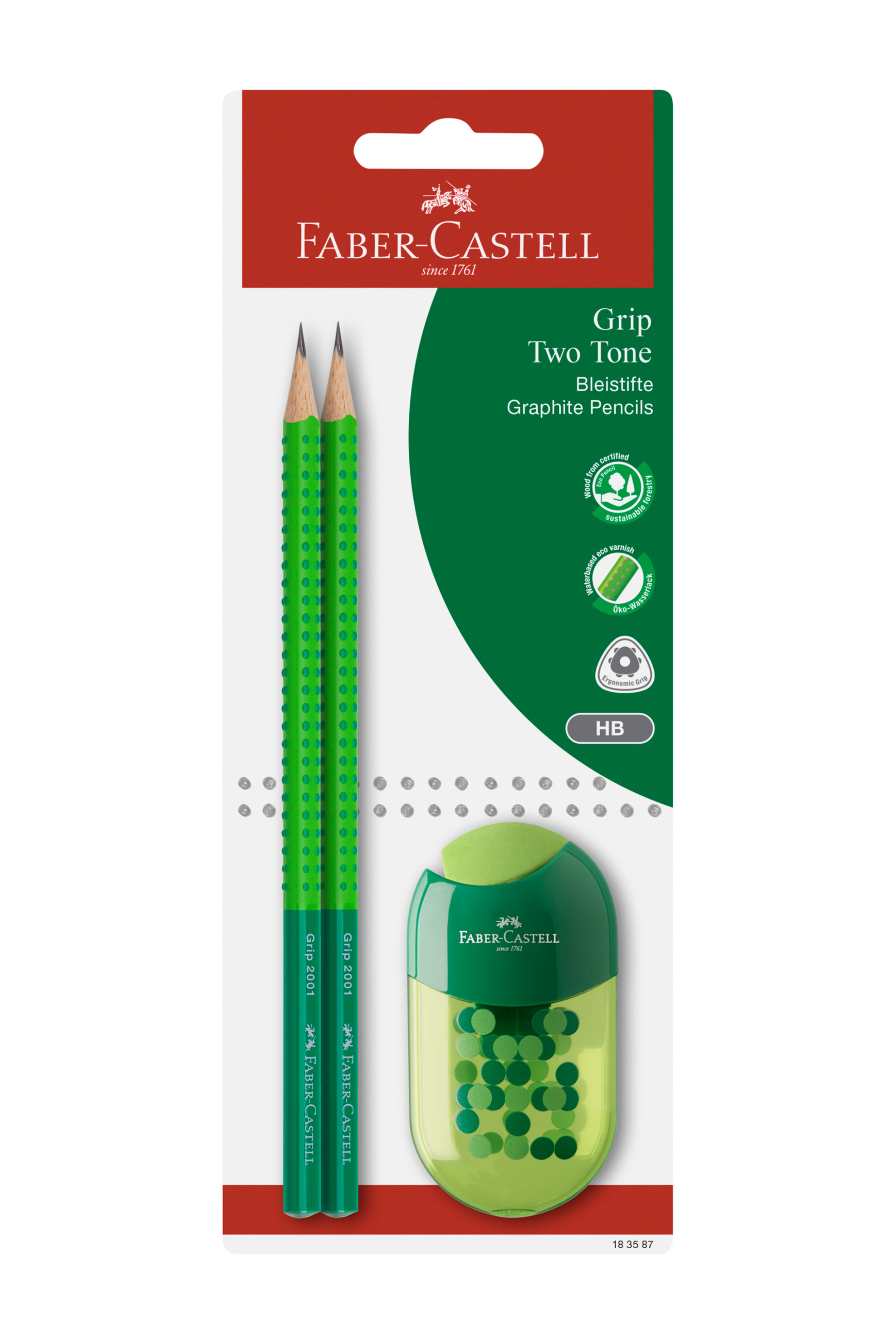 Faber-Castell σετ 2 μολύβια Jumbo Grip δίχρωμα και 1 ξύστρα (3 τεμάχια) - 077183587 φωτογραφία