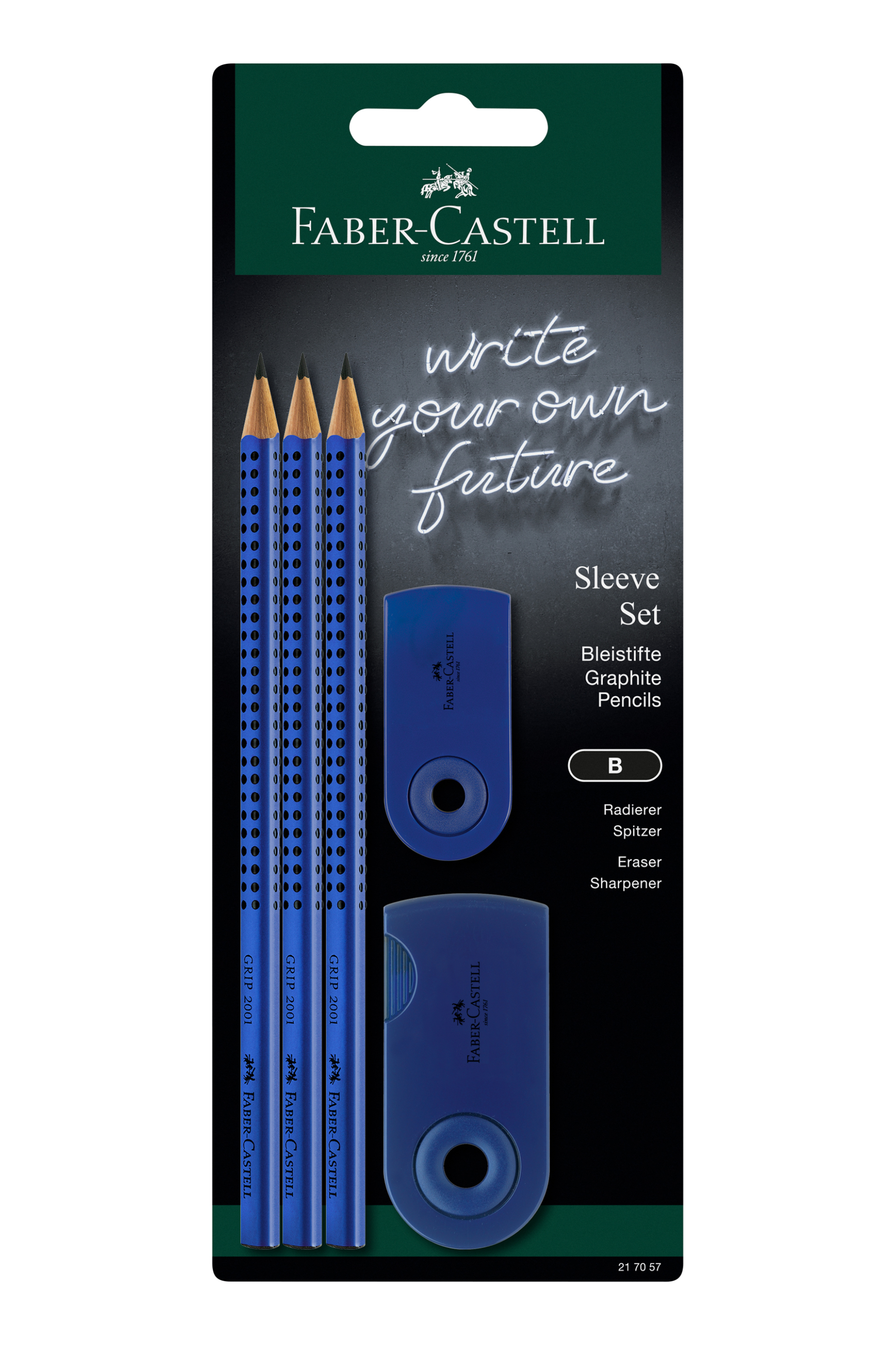 Home > ΔΙΑΚΟΣΜΗΣΗ > Γραφείο > Γραφική Ύλη > Μολύβια Faber-Castell Blister προσφοράς μπλε Grip-Sleeve, δώρο 2 μολύβια - 077217057/