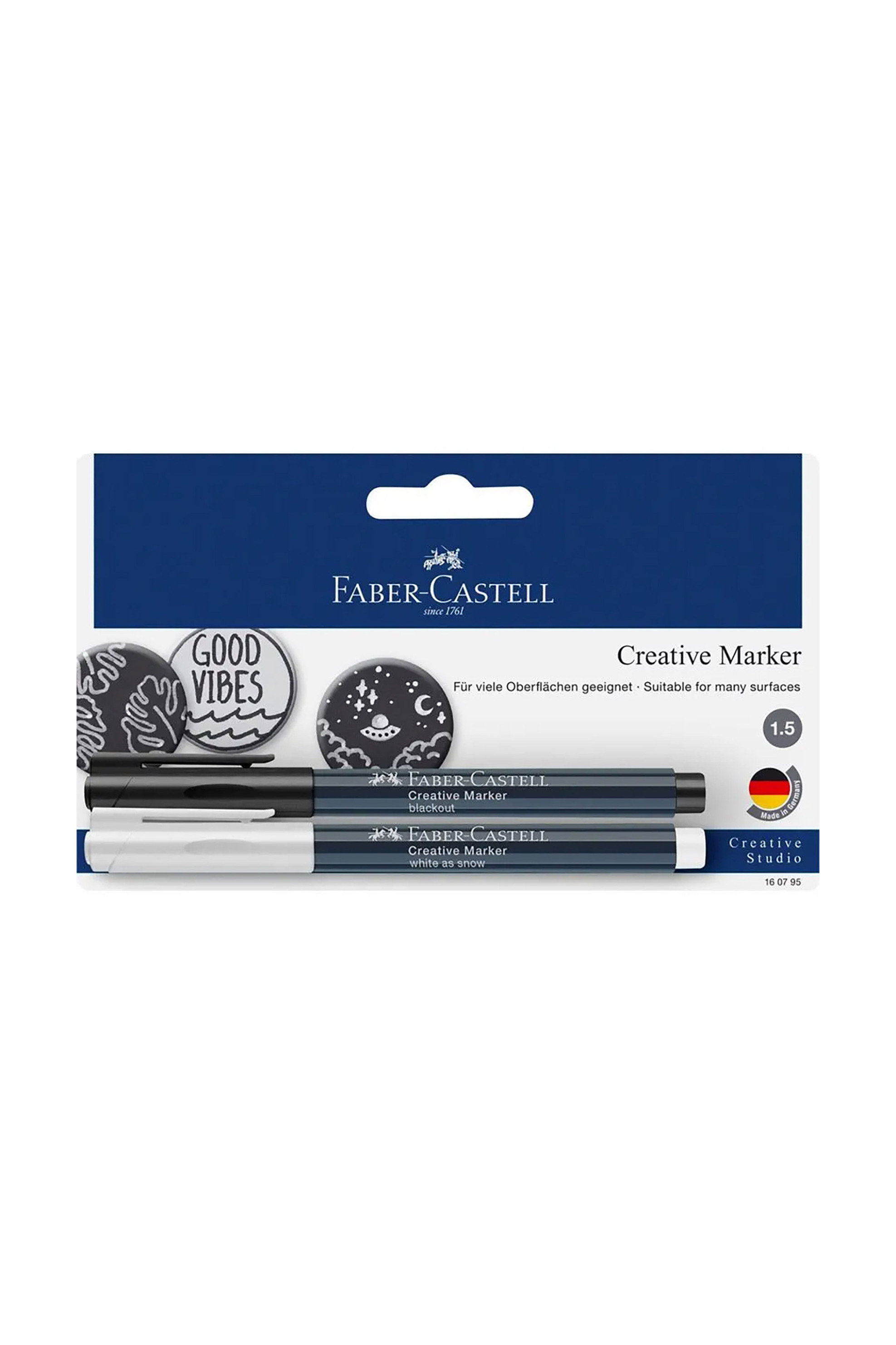 Faber-Castell Creative marker white as snow/blackout (2 τεμάχια) - 077160795