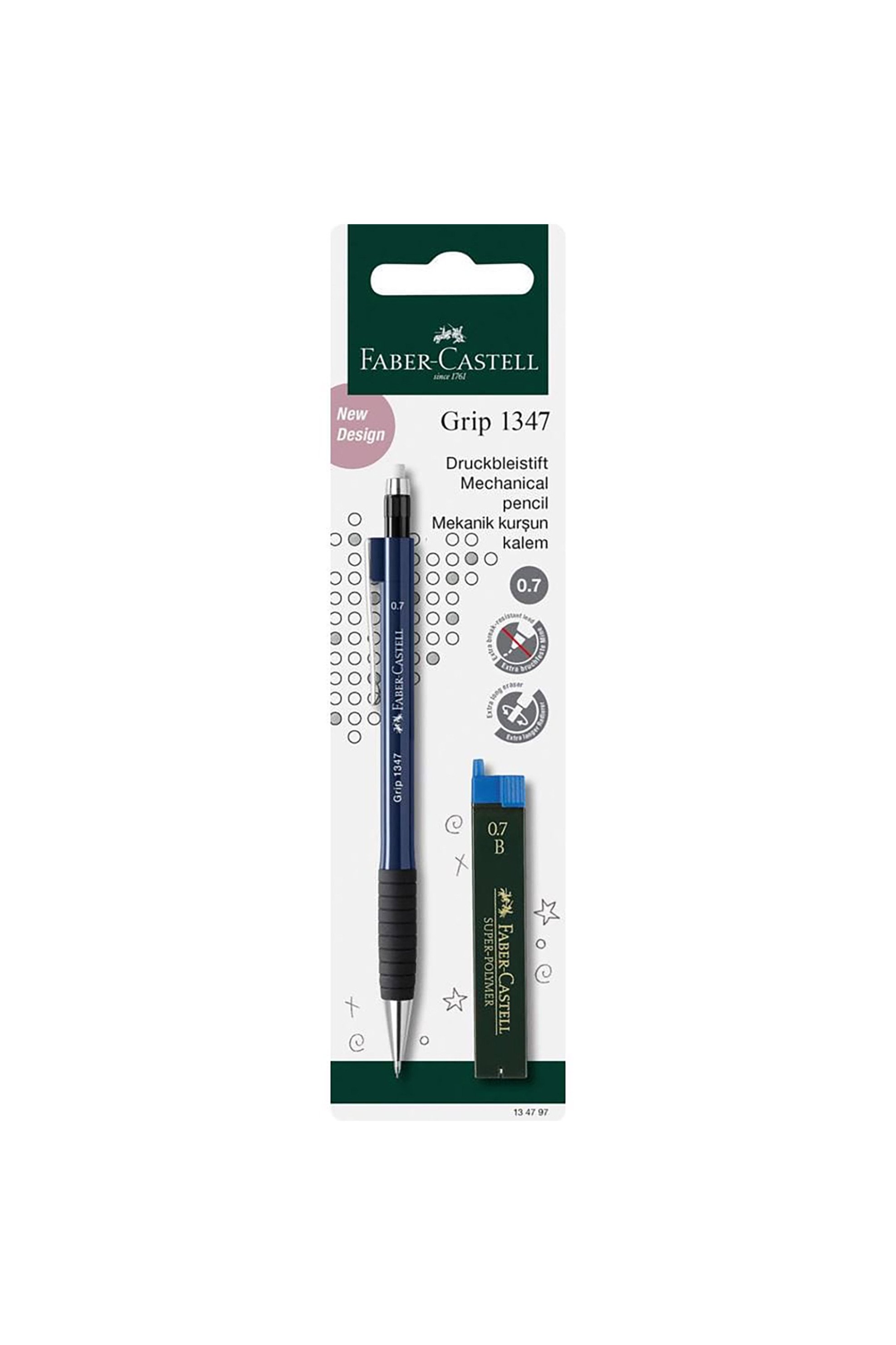 FABER-CASTELL Faber-Castell σετ μηχανικό μολύβι και μύτες 0,7 mm Grip 1347 (2 τεμάχια) - 077134797