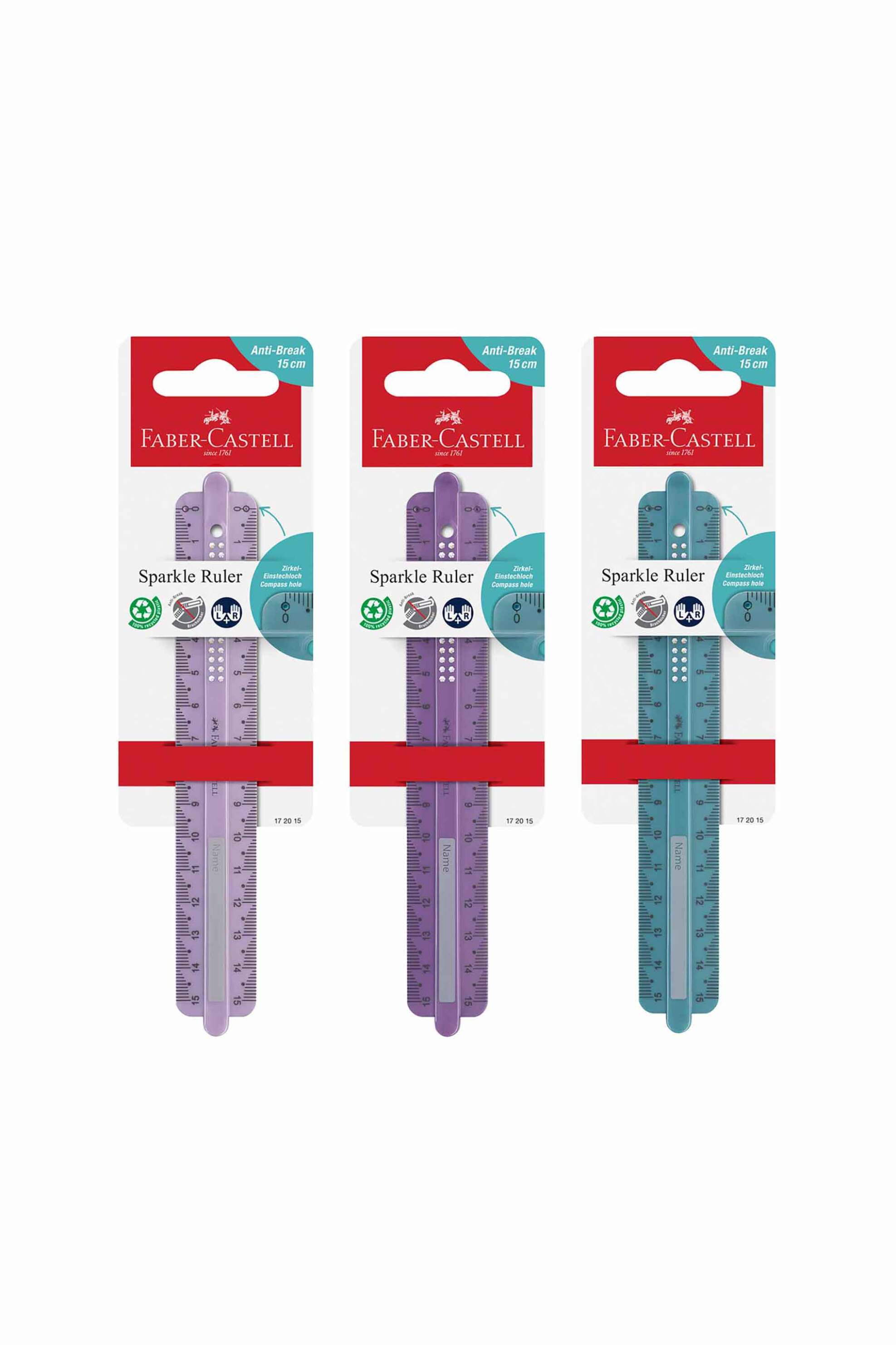 FABER-CASTELL Faber-Castell χάρακας Sparkle 15cm σε μεταλλικές αποχρώσεις - 077172015