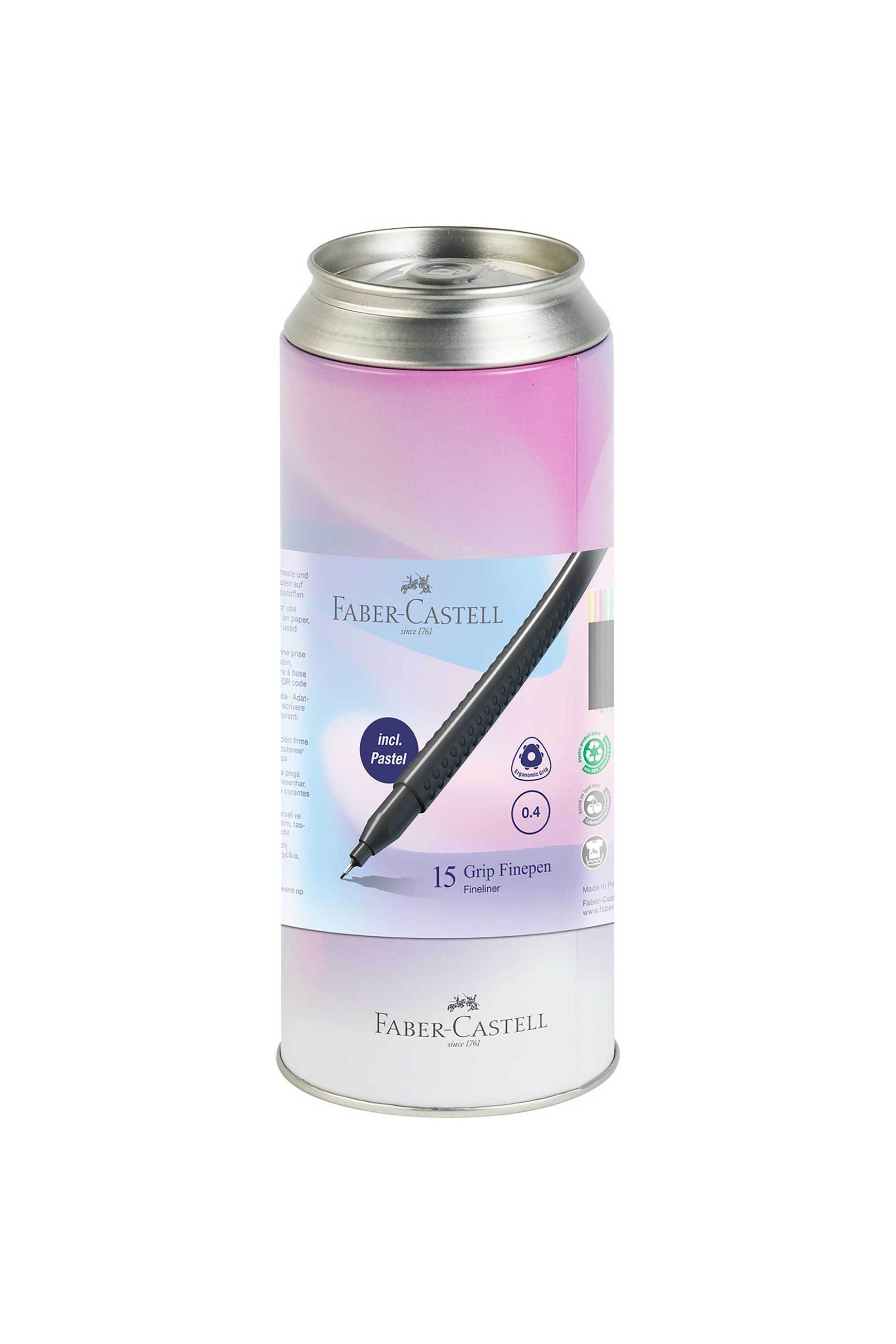 FABER-CASTELL Faber-Castell σετ 15 μαρκαδοράκια Grip Finepen με λεπτή μύτη 0.4 mm σε Neon & Pastel αποχρώσεις - Σχέδιο "Αναψυκτικό" - 077151617