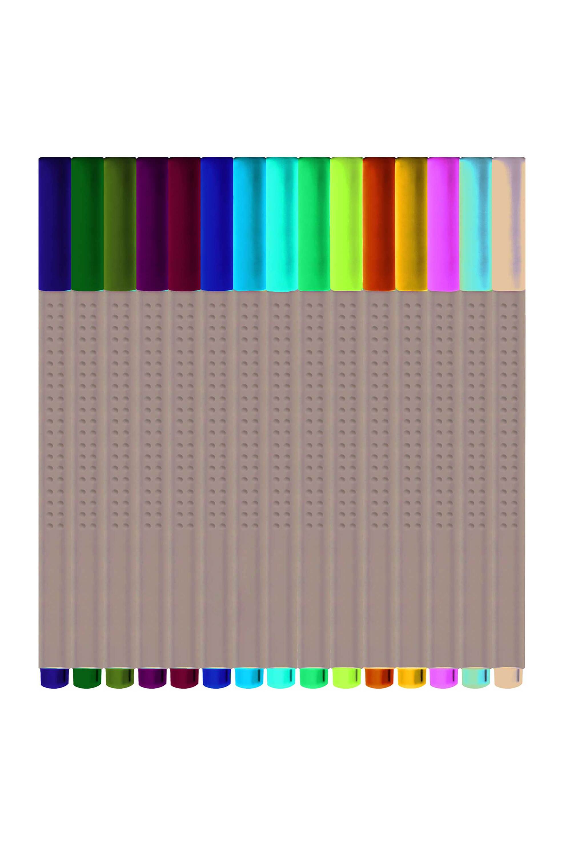Faber-Castell σετ 15 μαρκαδοράκια Grip Finepen με λεπτή μύτη 0.4 mm σε Neon & Pastel αποχρώσεις - Σχέδιο "Αναψυκτικό" - 077151617 φωτογραφία