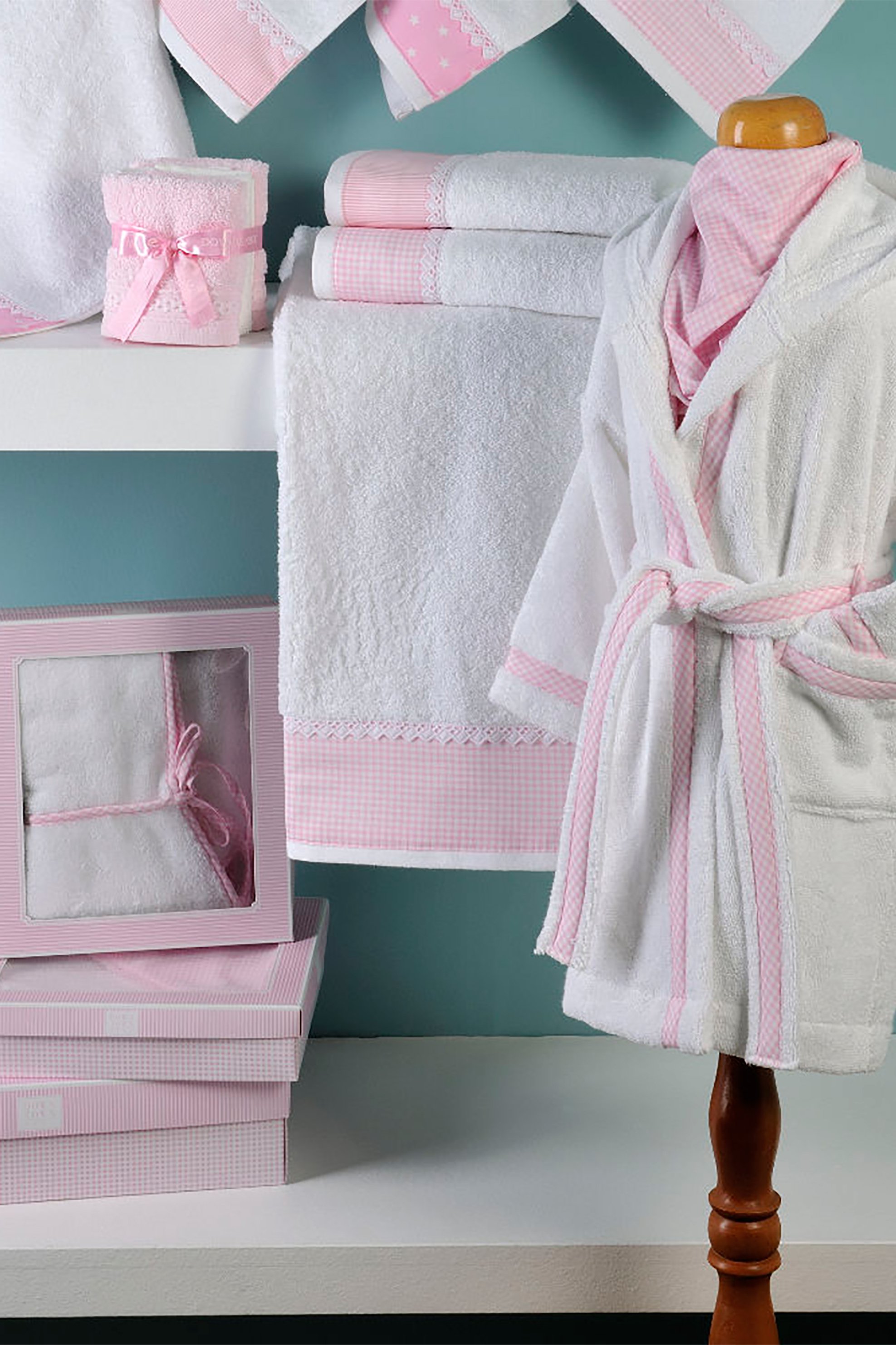 DOWN TOWN HOME DOWN TOWN Home Παιδικό μπουρνούζι White/Pink (4-6 ετών) - 25-0112