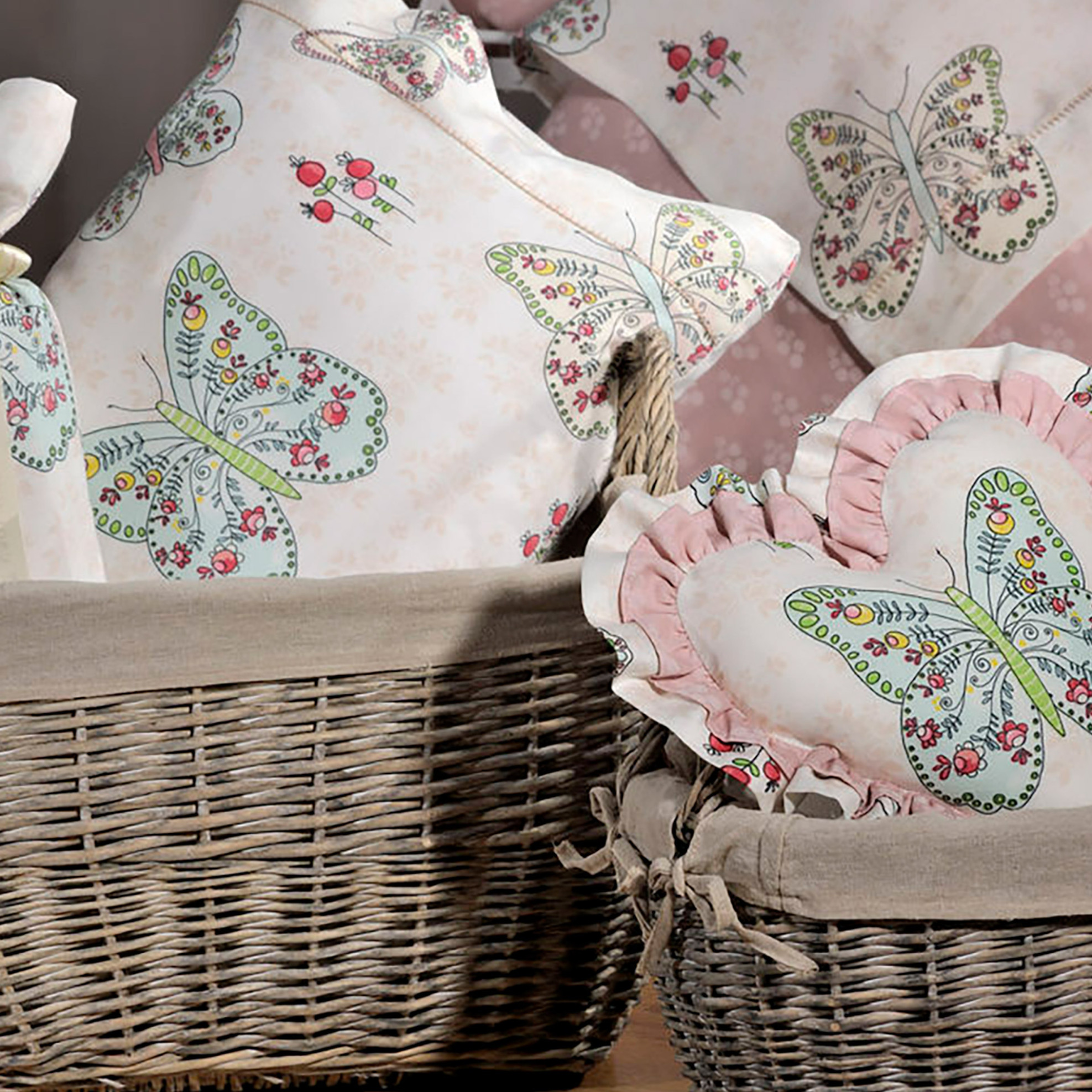 DOWN TOWN Home σετ σεντόνια κούνιας και μαξιλαροθήκη με butterfly print "122" 125 x 175 cm - 35 x 45 cm - 02-0099 φωτογραφία