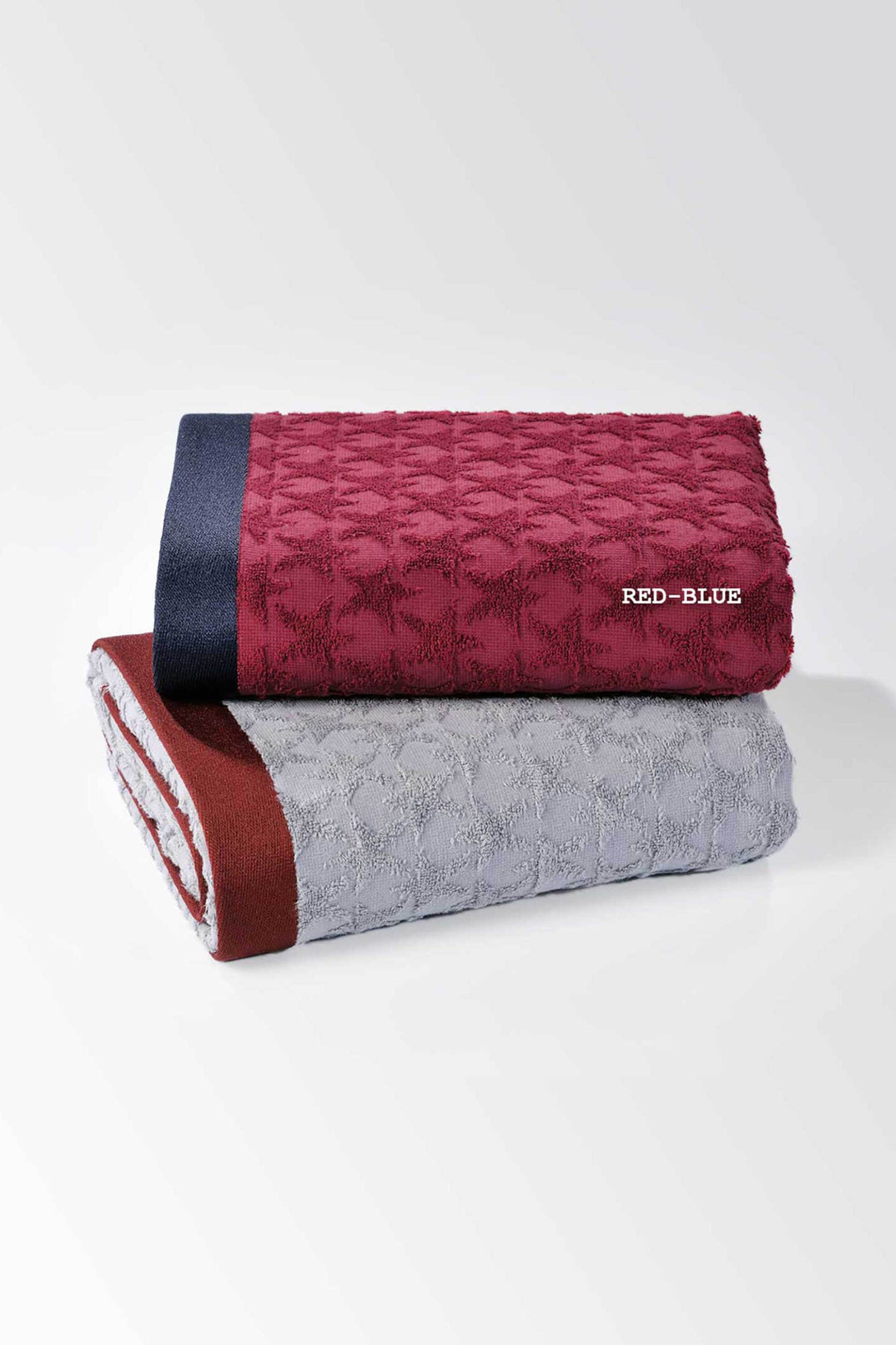 DOWN TOWN Home πετσέτα θαλάσσης με ανάγλυφο σχέδιο "Stars Red/Blue" 90 x 180 cm - 72-4944