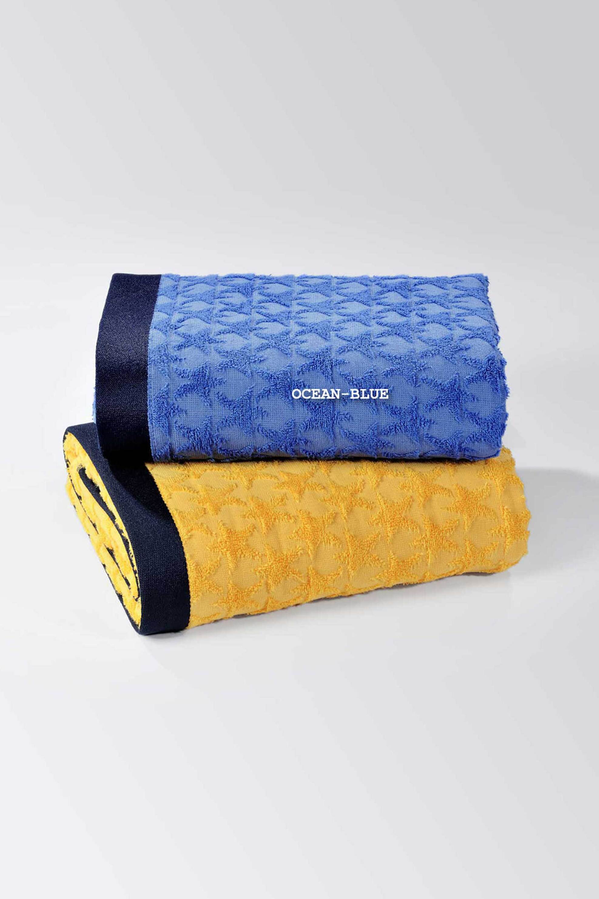 DOWN TOWN Home πετσέτα θαλάσσης με ανάγλυφο σχέδιο "Stars Ocean/Blue" 90 x 180 cm - 72-4949