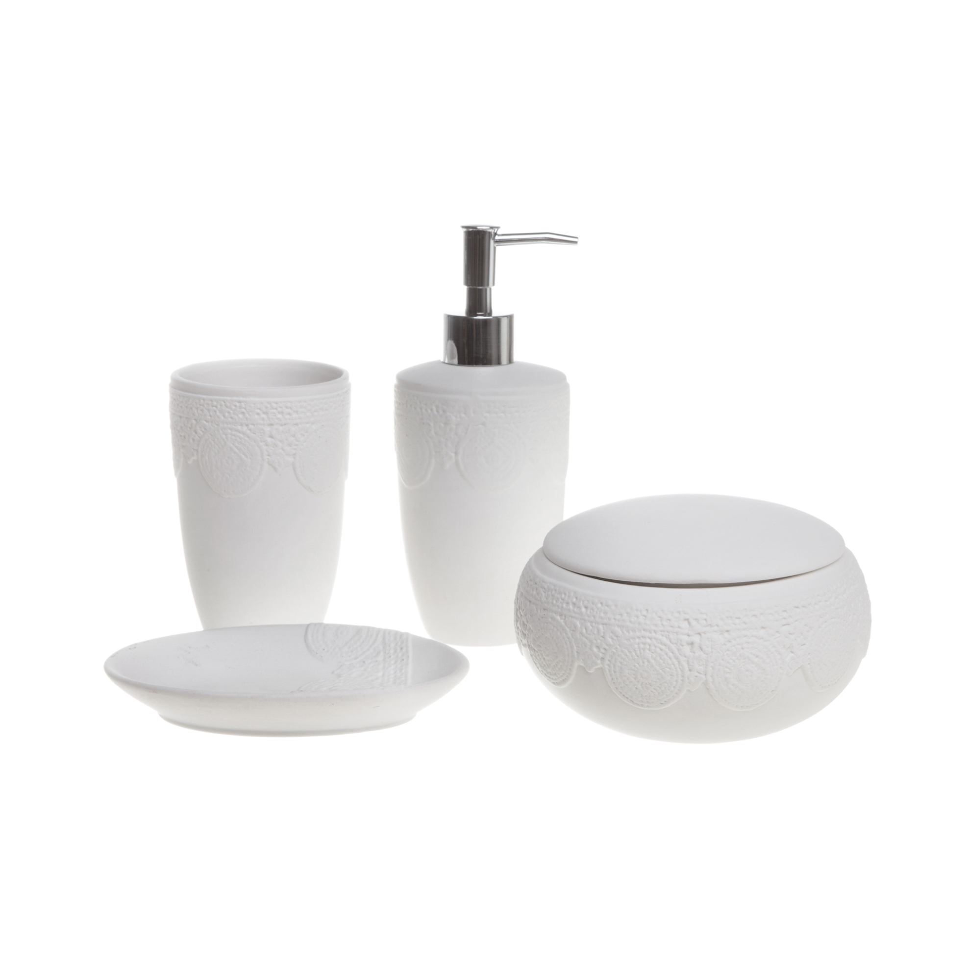 Coincasa κεραμική θήκη για σαπούνι με ανάγλυφο σχέδιο 10 x 2 x 14 cm - 006584256 Εκρού φωτογραφία