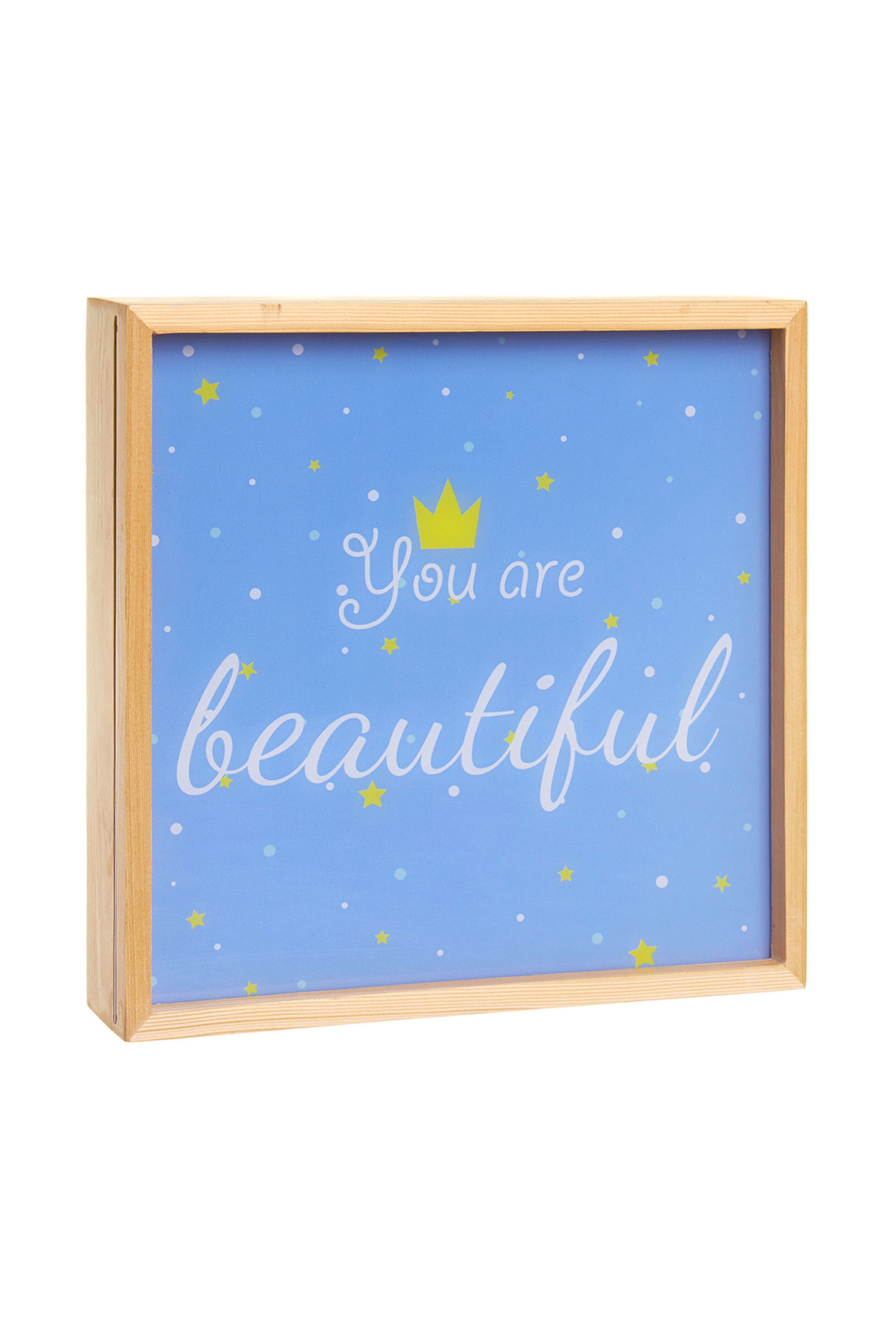 COINCASA Ξύλινο Light Box με lettering You Are Beautiful Coincasa - 005621308 Μπλε