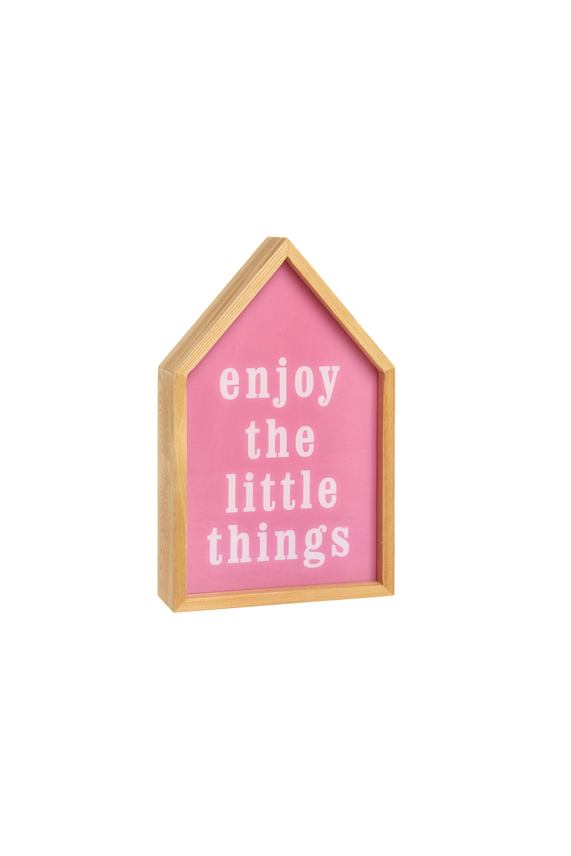 COINCASA Ξύλινο Light Box με lettering Enjoy The Litle Things 17 x 27 cm Coincasa - 005621311 Ροζ