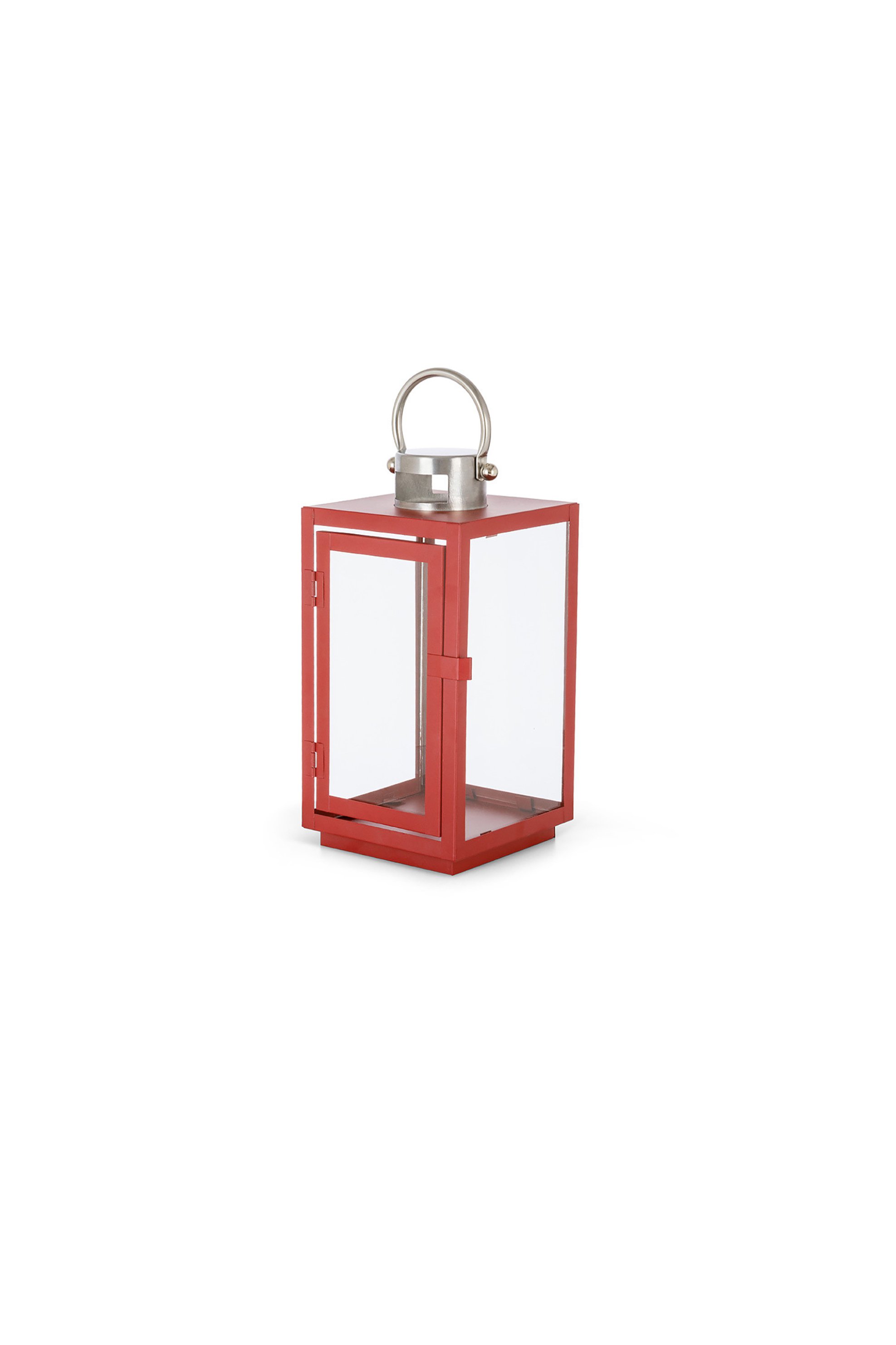 Coincasa γυάλινο φανάρι με μεταλλικό σκελετό 20 x 20 x 51 cm - 007218461 Κόκκινο