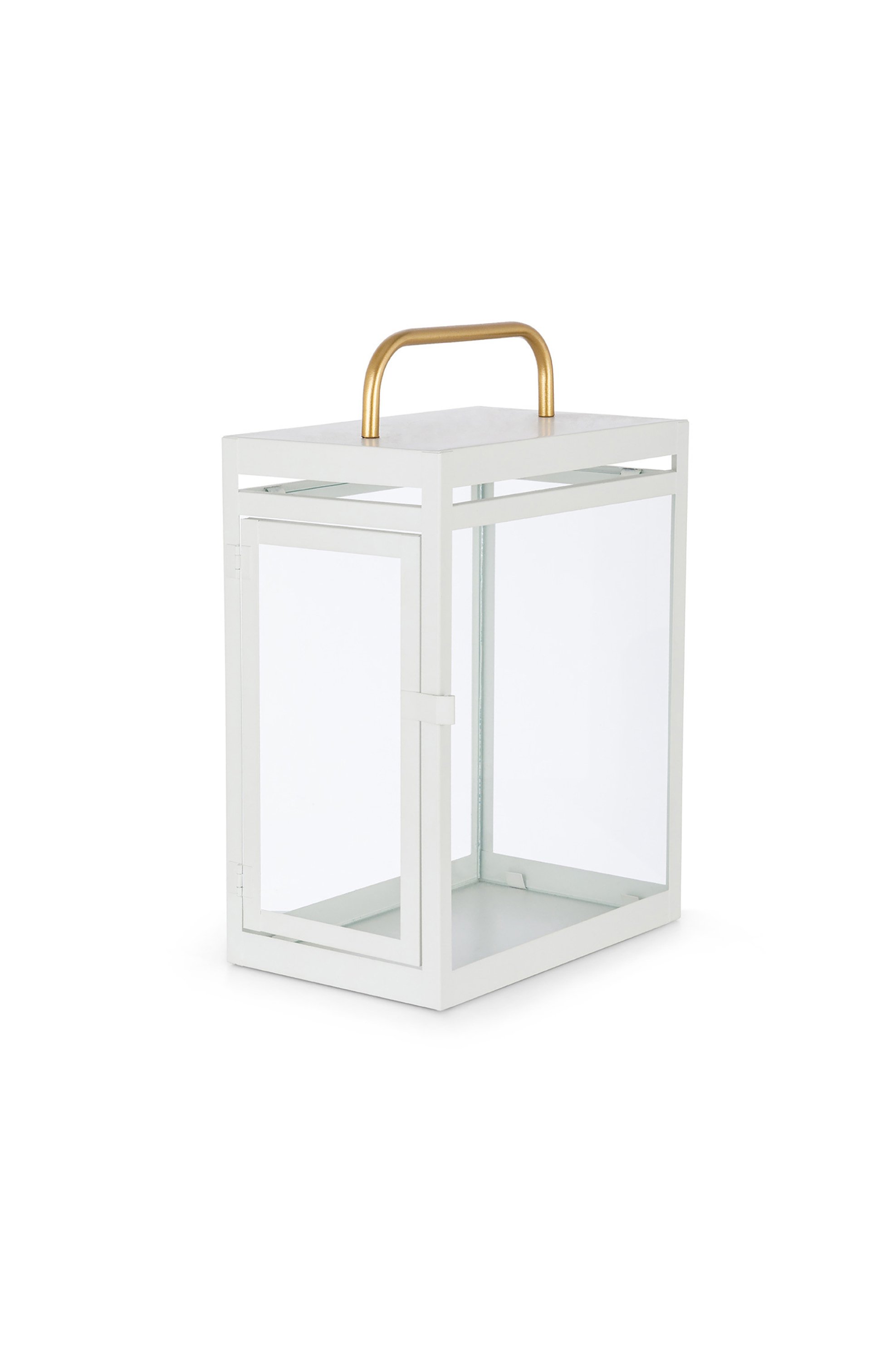 Coincasa γυάλινο φανάρι με μεταλλικό σκελετό 24 x 15 x 35 cm - 007218462 Λευκό