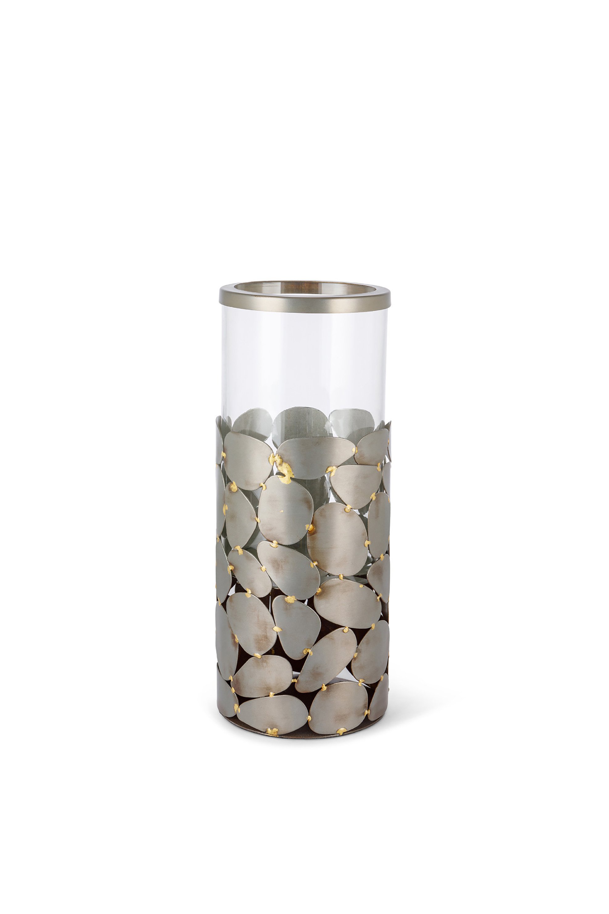 Coincasa διακοσμητικό βάζο με σχέδιο από ατσάλι 15 χ 8 cm - 007218100 Ασημί