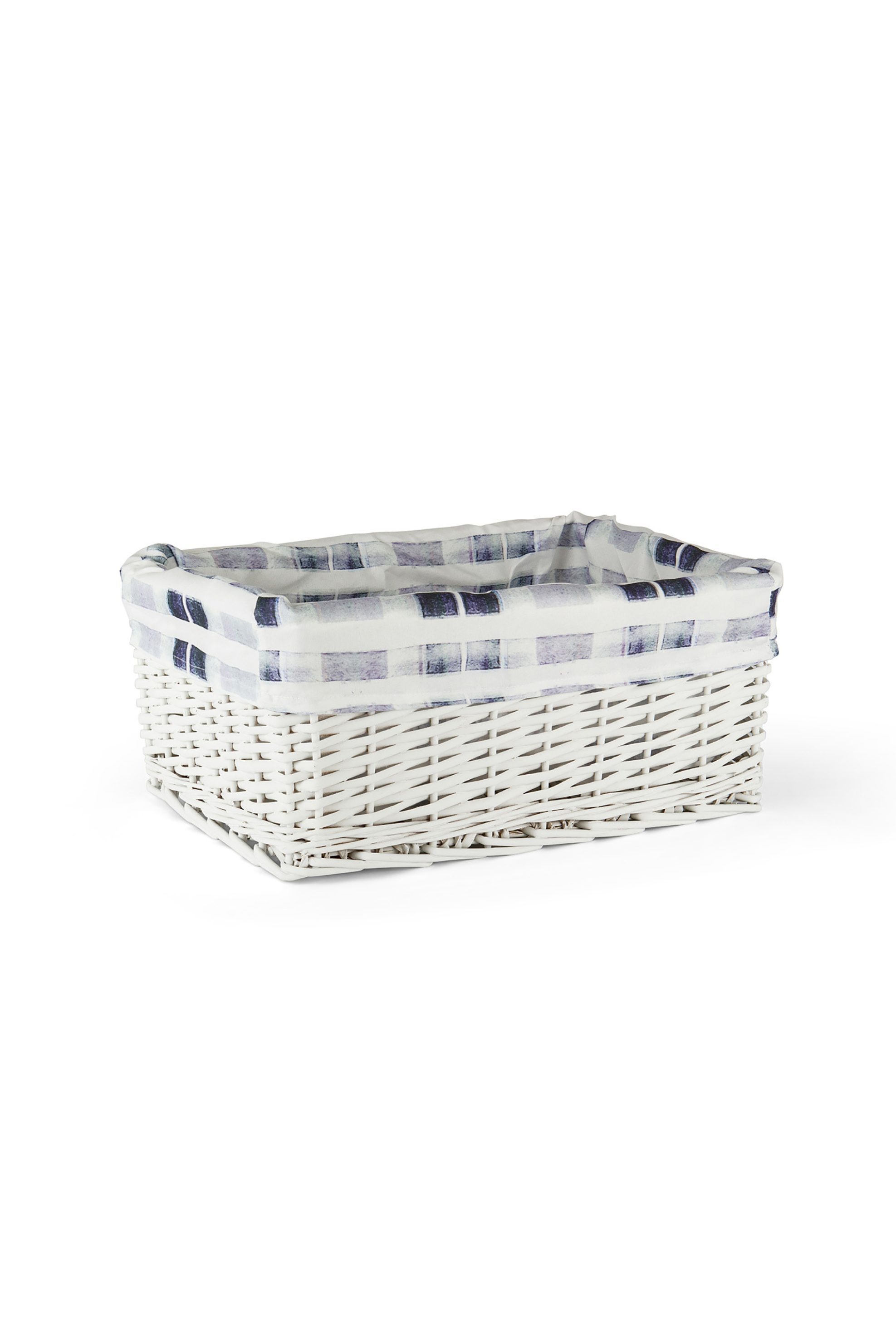COINCASA Coincasa καλάθι ξύλινο με καρό ύφασμα 42 x 30 cm - 007239363 Λευκό