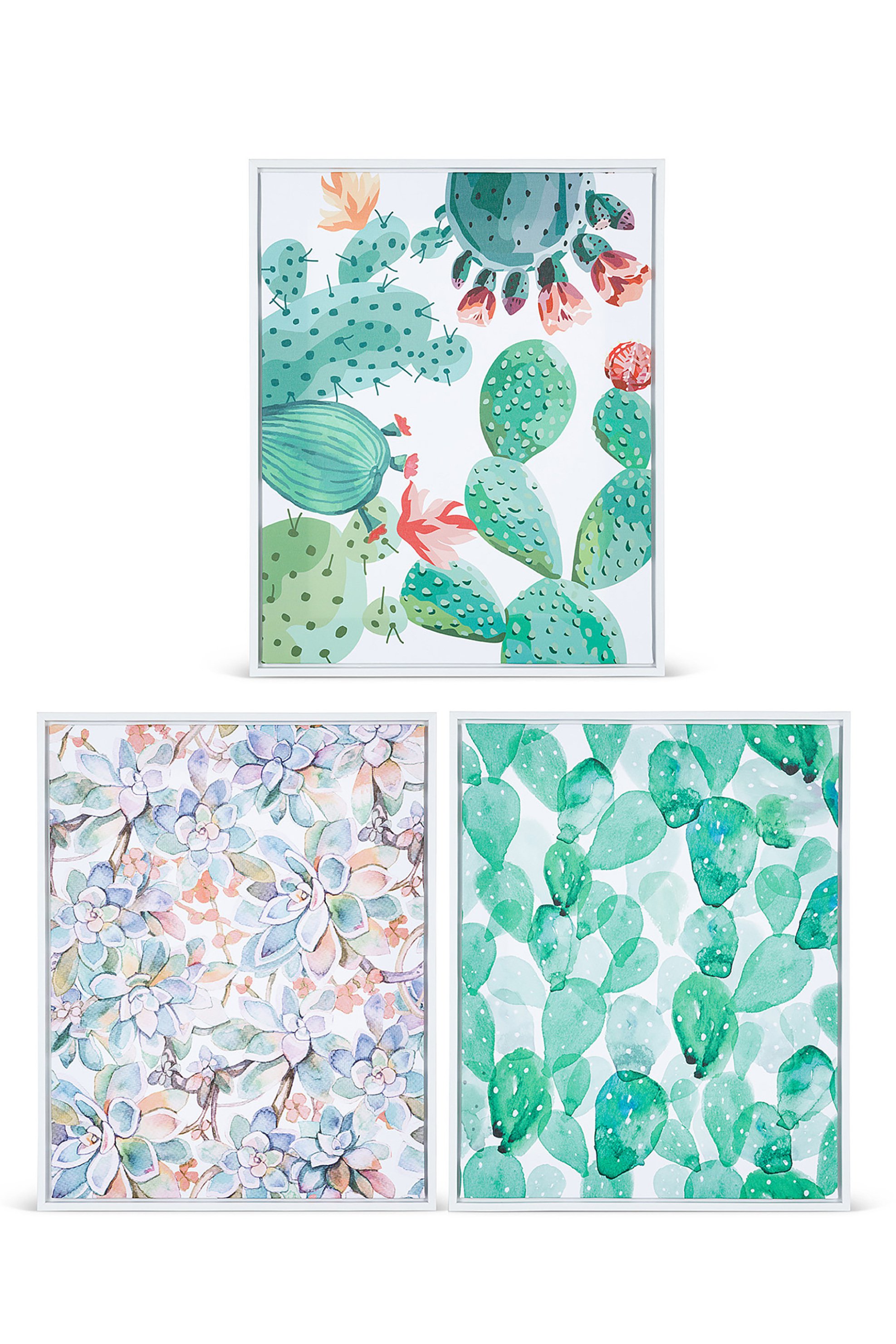 COINCASA Coincasa πίνακας τρίπτυχο σε καμβά με all-over cactus print 40 x 50 cm - 007249951 Χρυσό