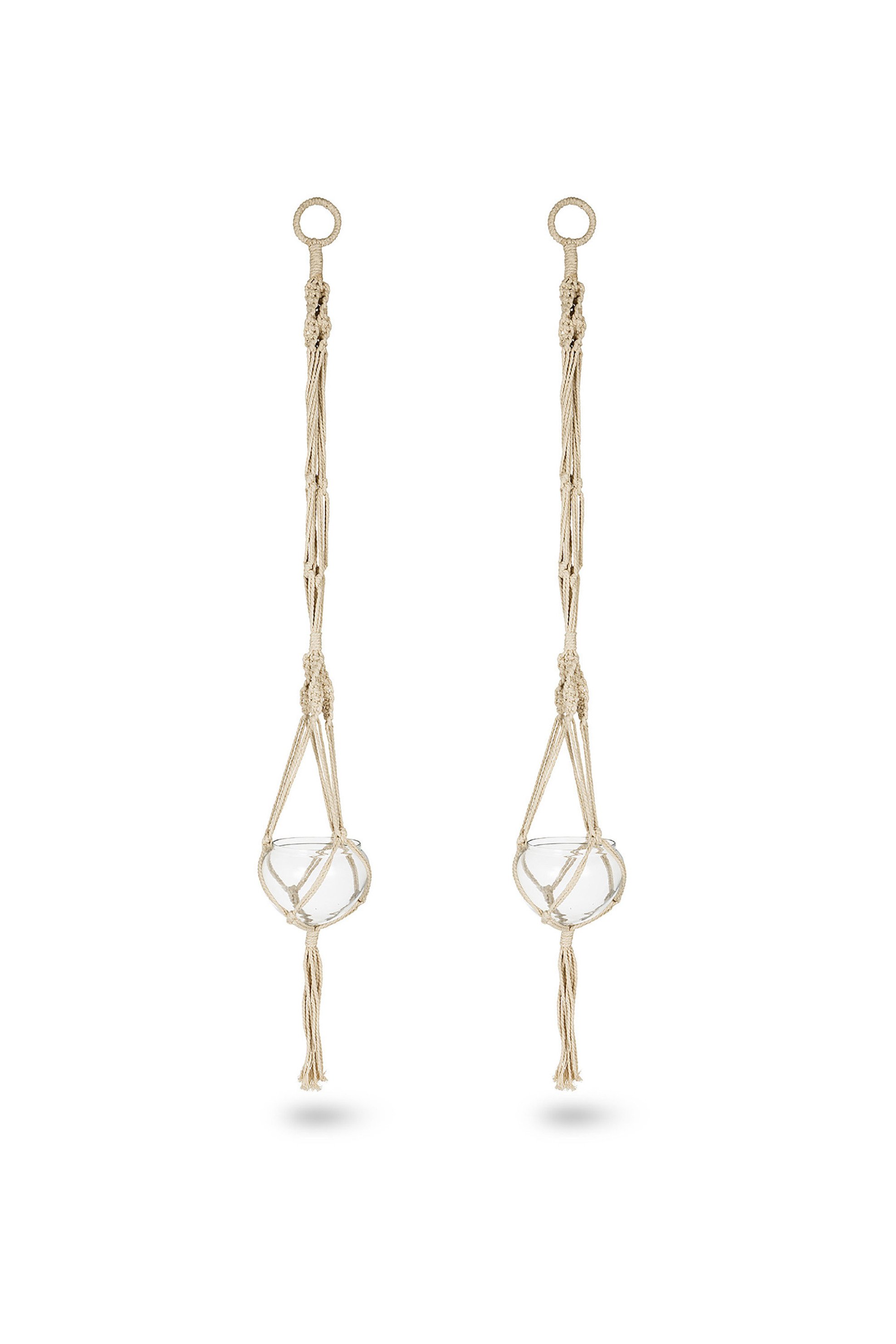 Coincasa γυάλινη θήκη για γλάστρα με κορδόνι macrame 86 cm - 007269538 Διάφανο