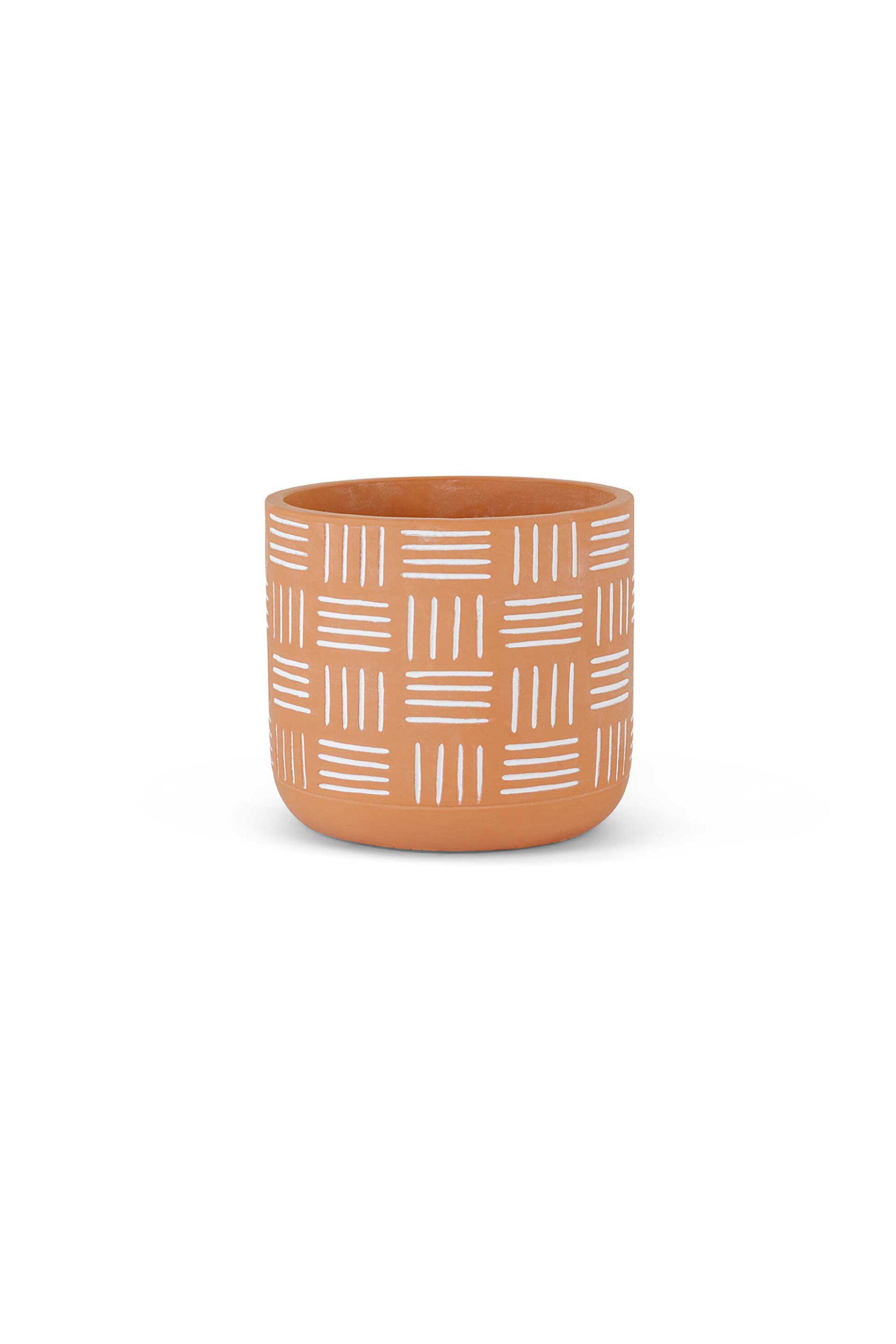 Coincasa διακοσμητική γλάστρα με contrast ανάγλυφο σχέδιο 16 x 18 cm - 007252878 Κεραμιδί