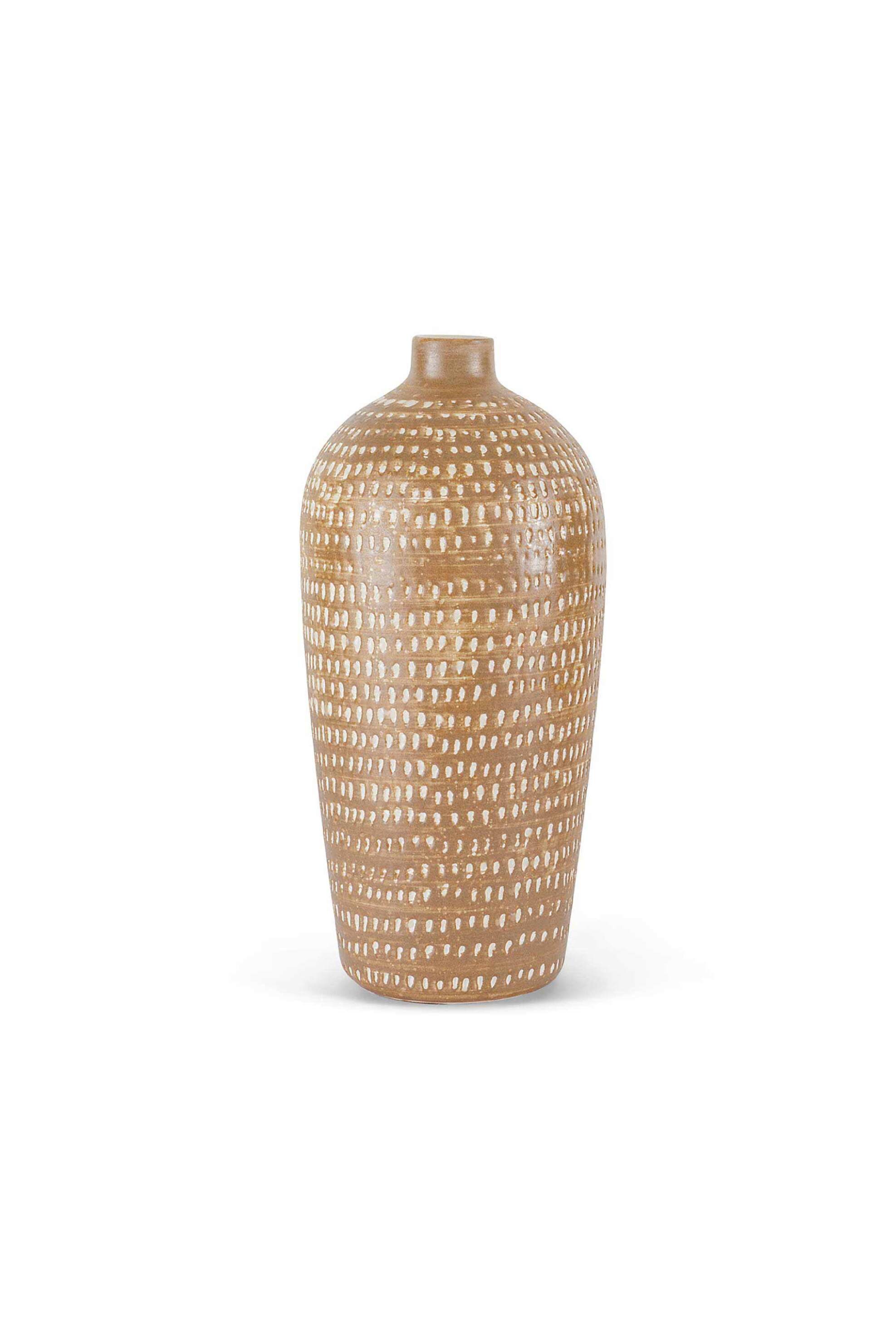 Coincasa διακοσμητικό κεραμικό βάζο χώρου με contrast σχέδιο 32 cm - 007261492 Καφέ Ανοιχτό