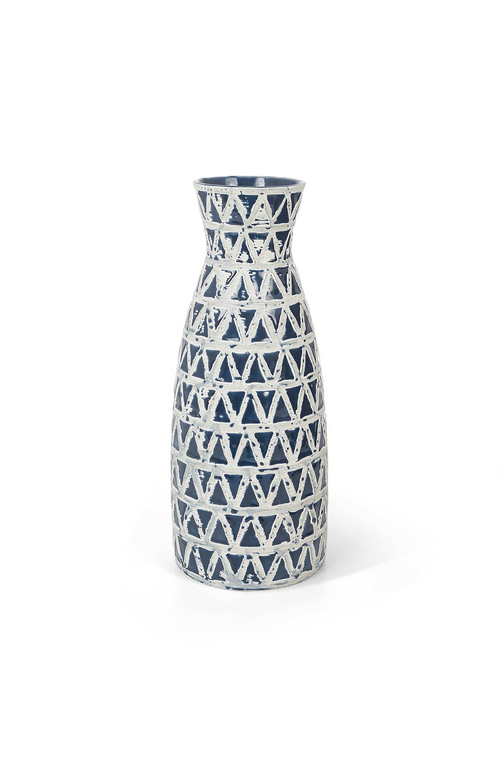 Coincasa κεραμικό διακοσμητικό βάζο χώρου με γεωμετρικό pattern 37 cm - 007357991 Μπλε