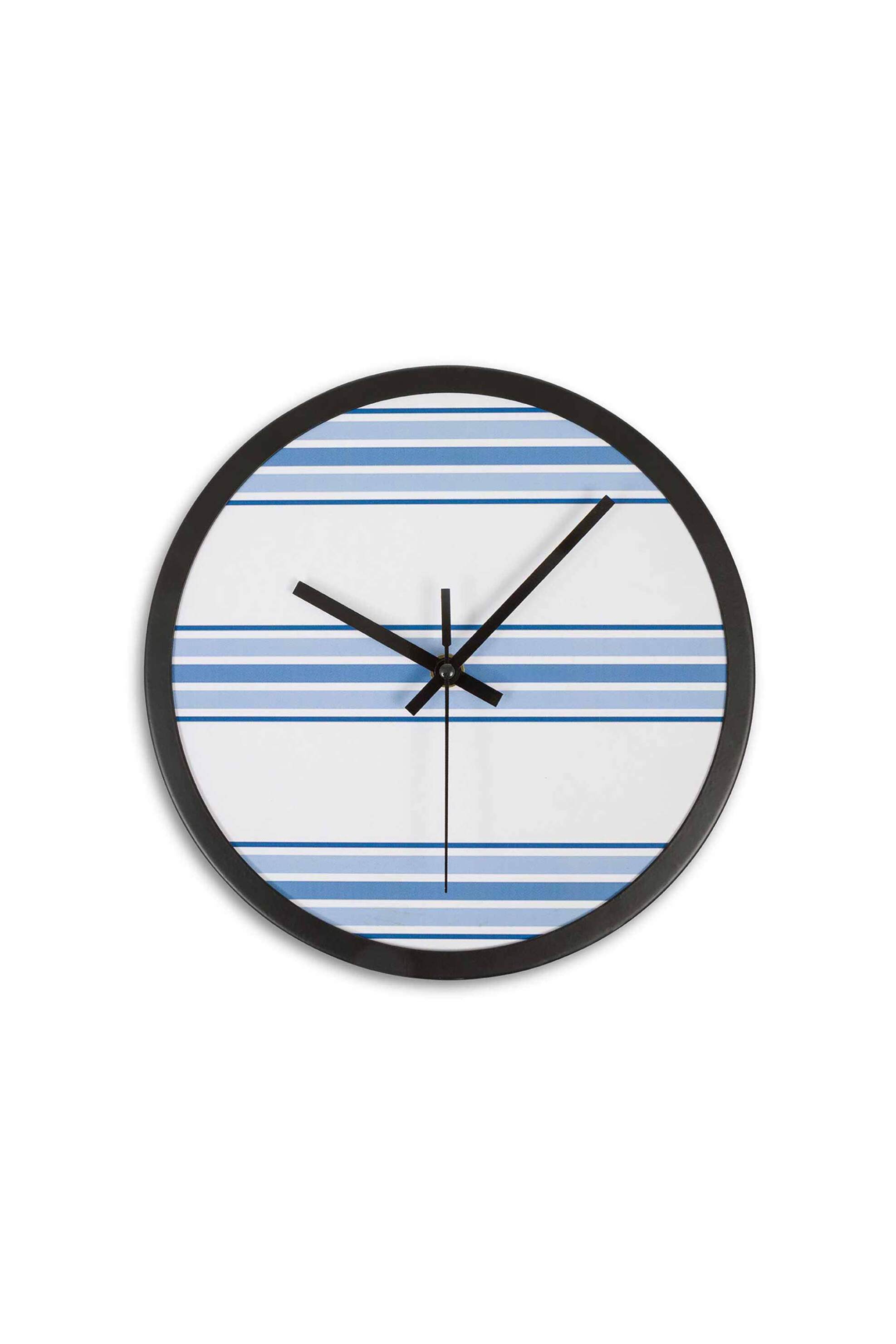 Coincasa διακοσμητικό ρολόϊ τοίχου από MDF με ριγέ σχέδιο 25 cm - 007404981 Λευκό - Μπλε