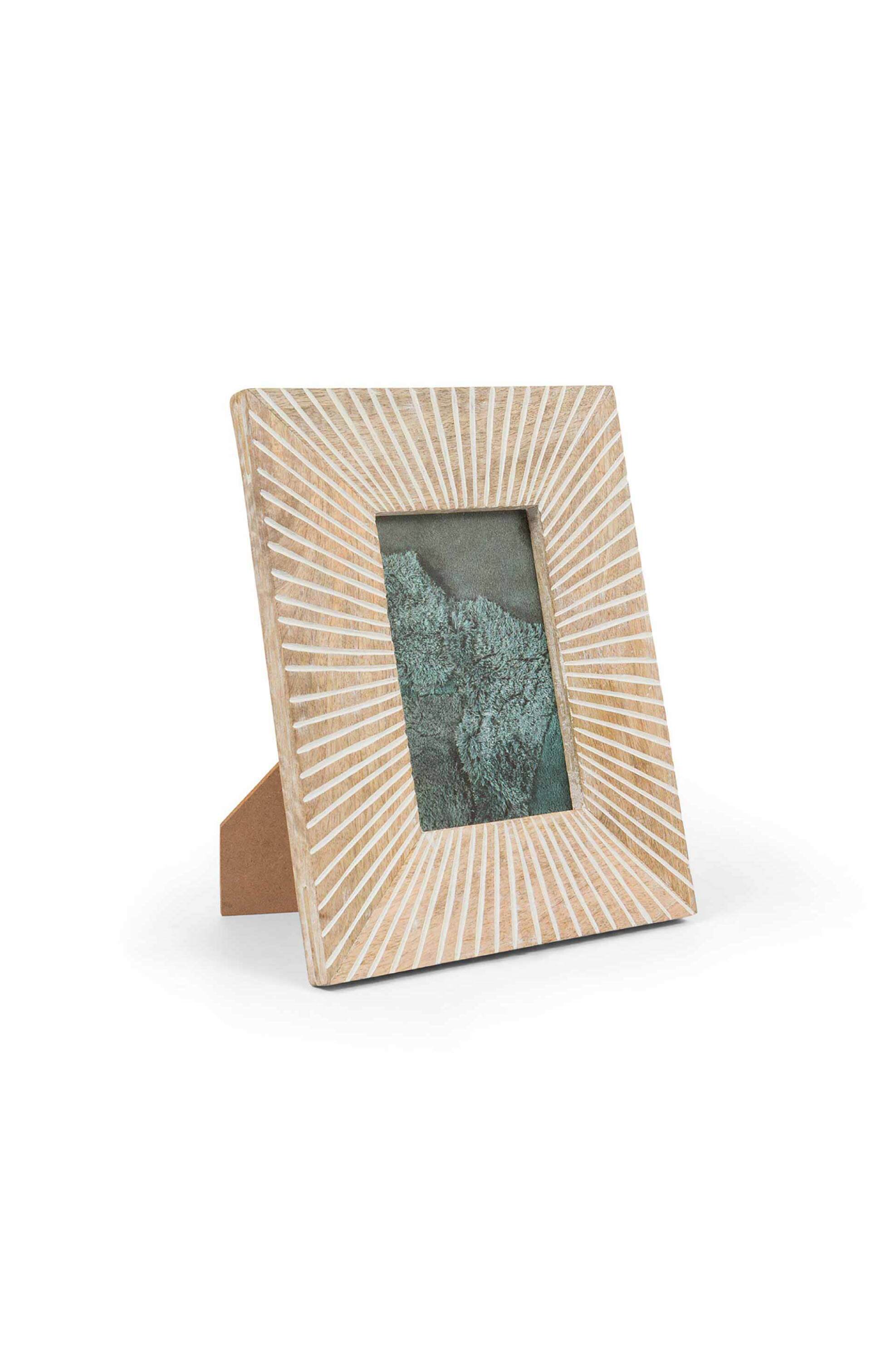 COINCASA Coincasa χειροποίητη ξύλινη κορνίζα με σχέδιο με ακτίνες 15 x 10 cm - 007406839 Καφέ Ανοιχτό