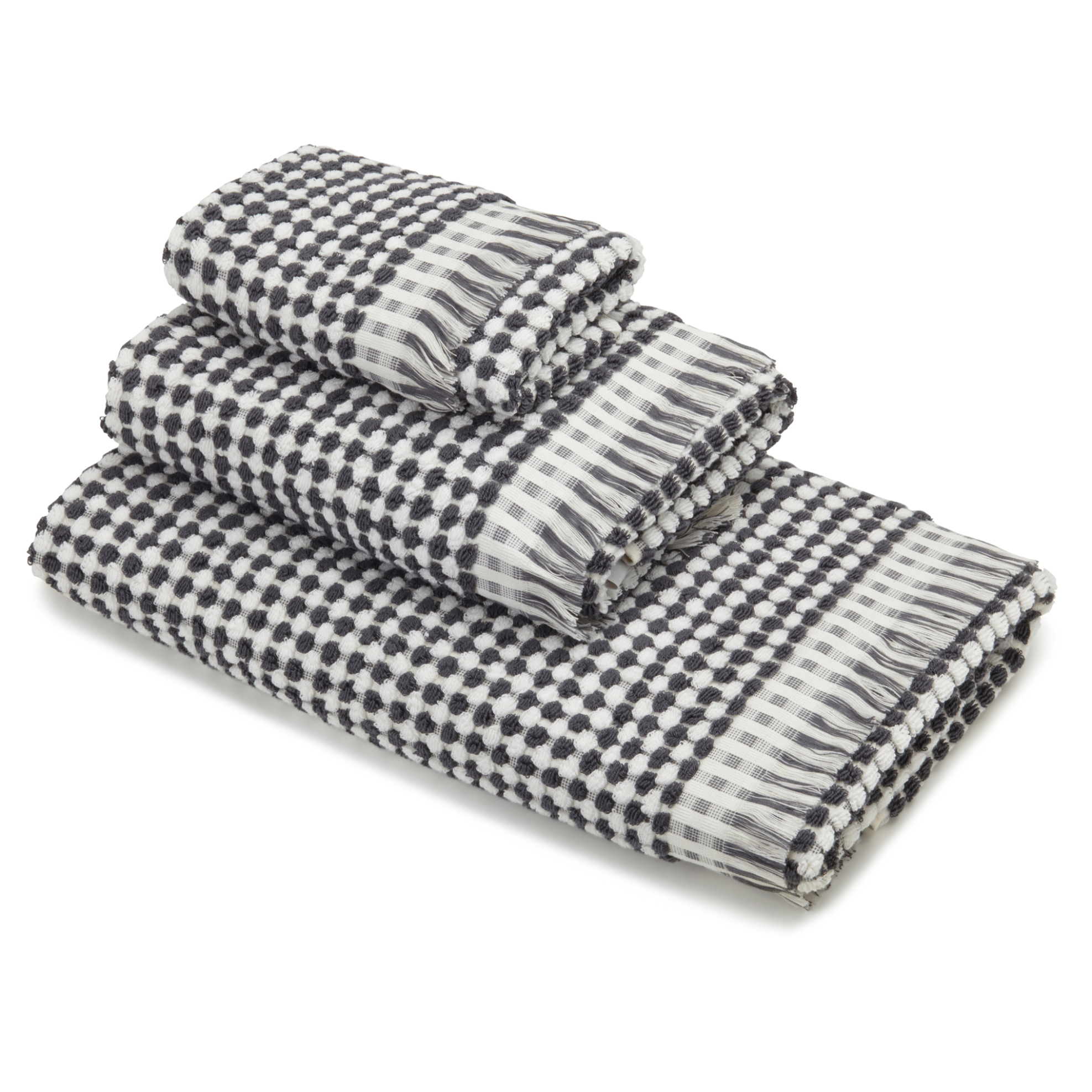 Coincasa πετσέτα μπάνιου δίχρωμη με ξέφτια 140 x 70 cm - 006682136 Μαύρο φωτογραφία