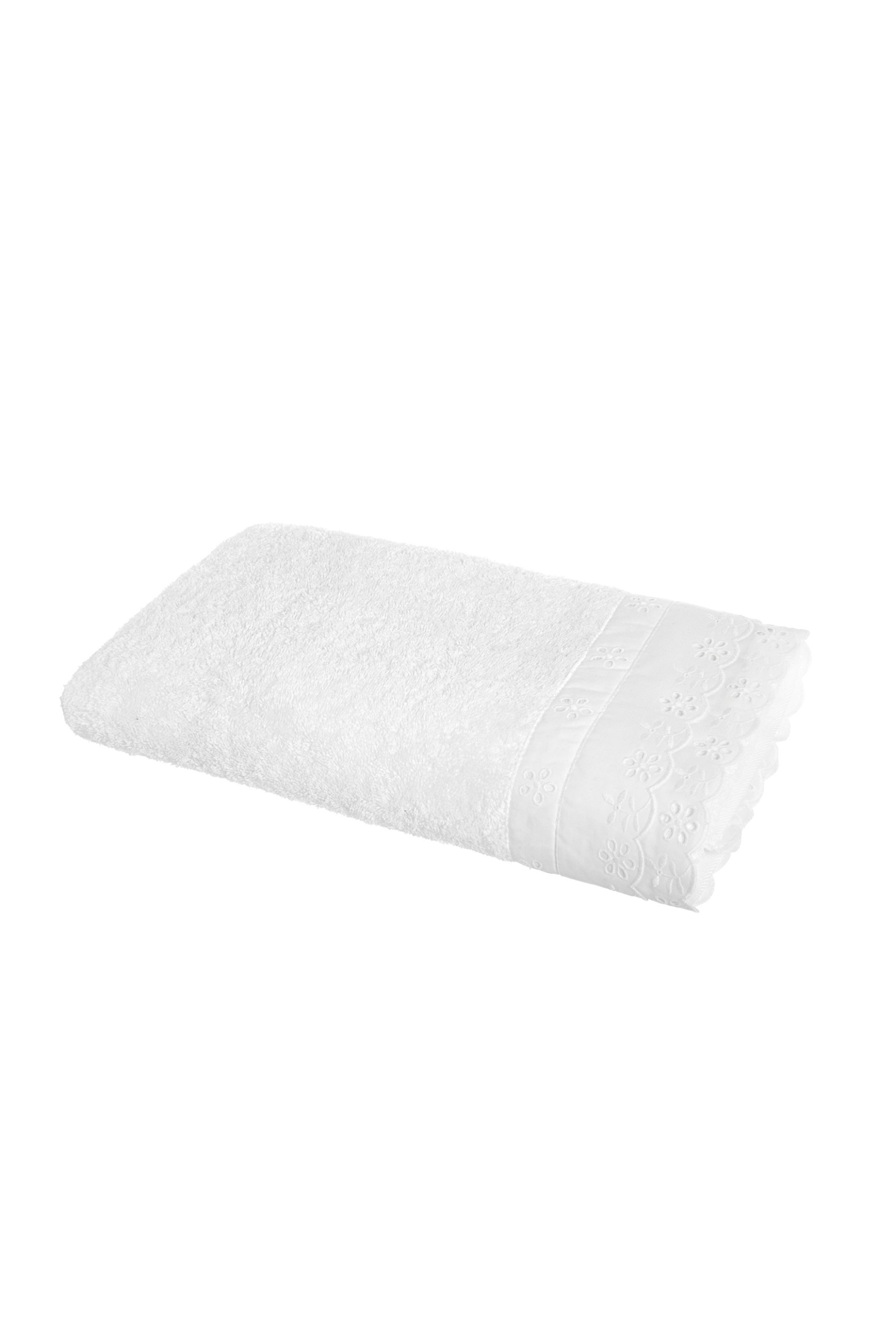 Coincasa πετσέτα προσώπου με δαντέλα "Portofino" 60 x 100 cm - 006676630 Λευκό