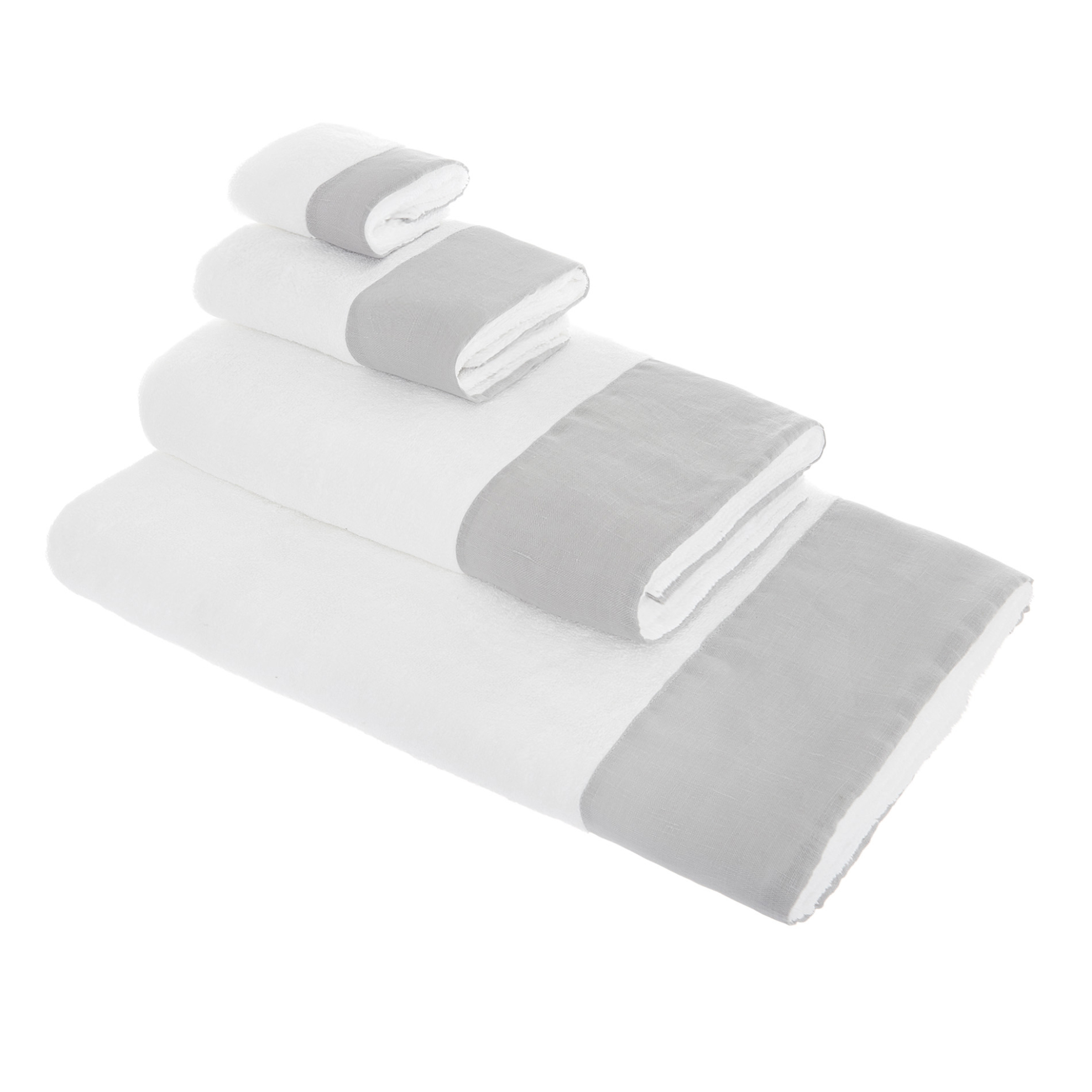 Coincasa πετσέτα μπάνιου με λινή φάσα 90 x 150 cm - 006678405 Γκρι φωτογραφία