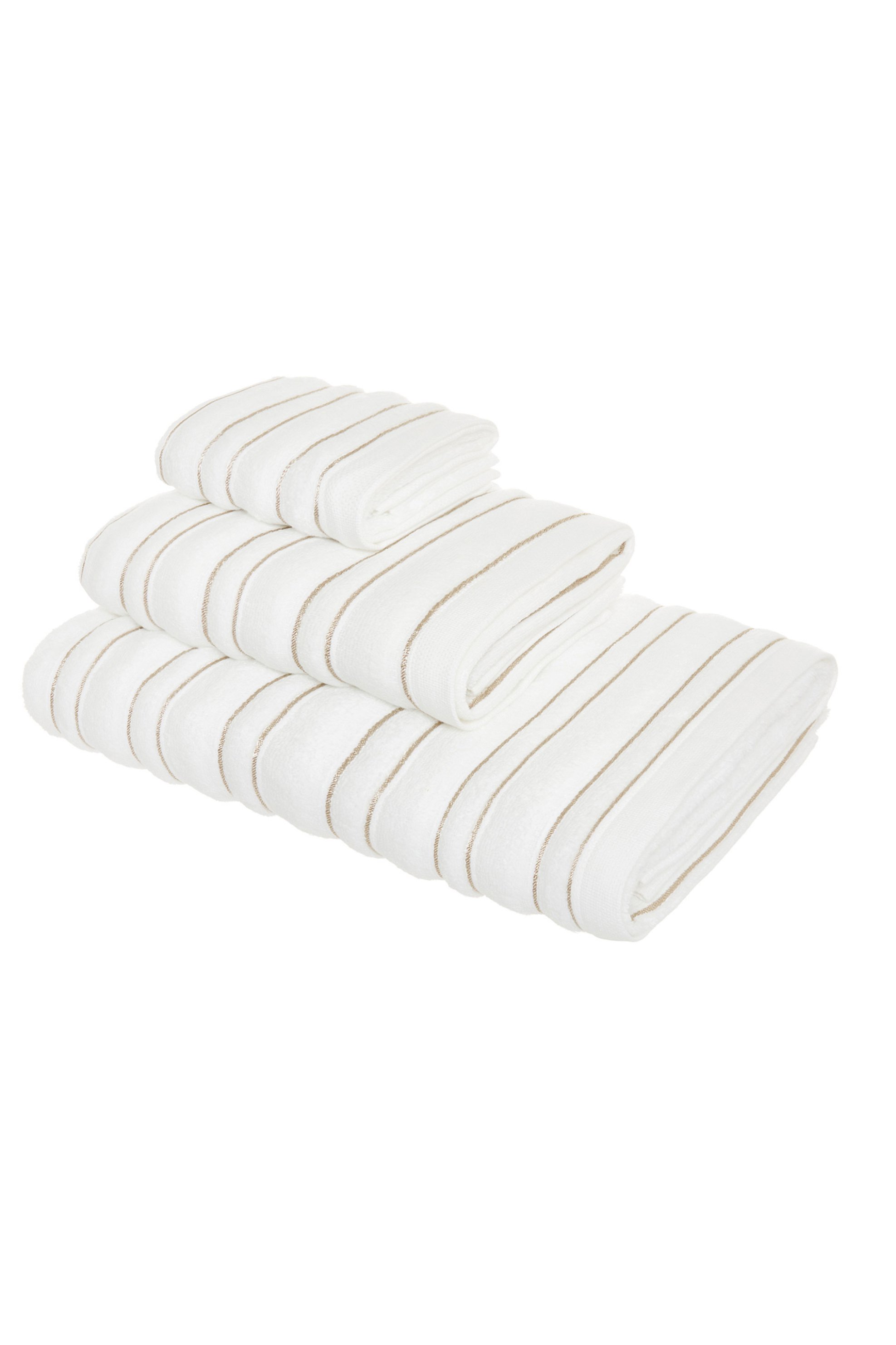 Coincasa πετσέτα προσώπου με ρίγες "Portofino" 100 x 60 cm - 007152862 Λευκό