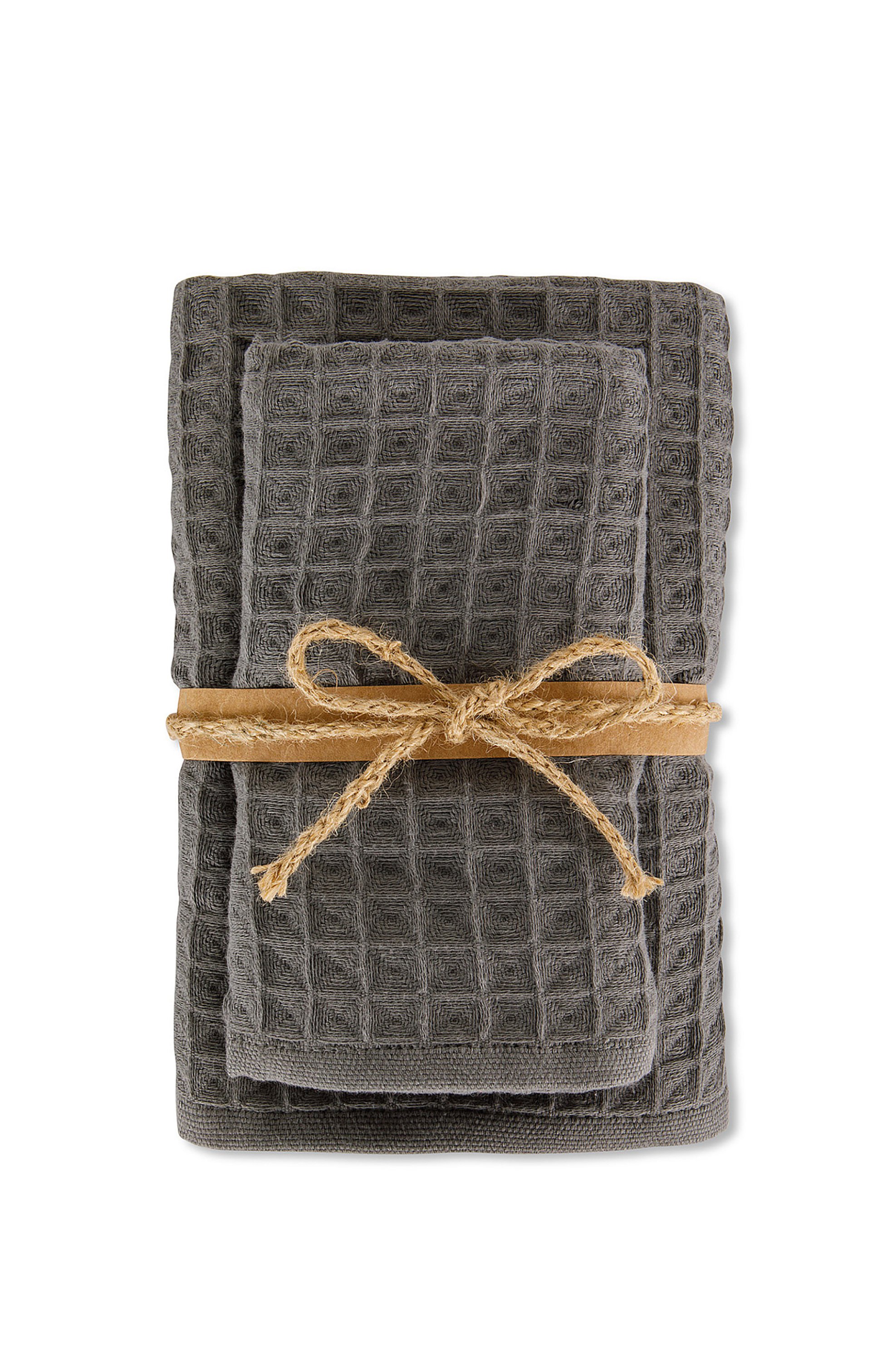 COINCASA Coincasa σετ πετσέτες μπάνιου με ανάγλυφο σχέδιο (2 τεμάχια) - 007262036 Ανθρακί