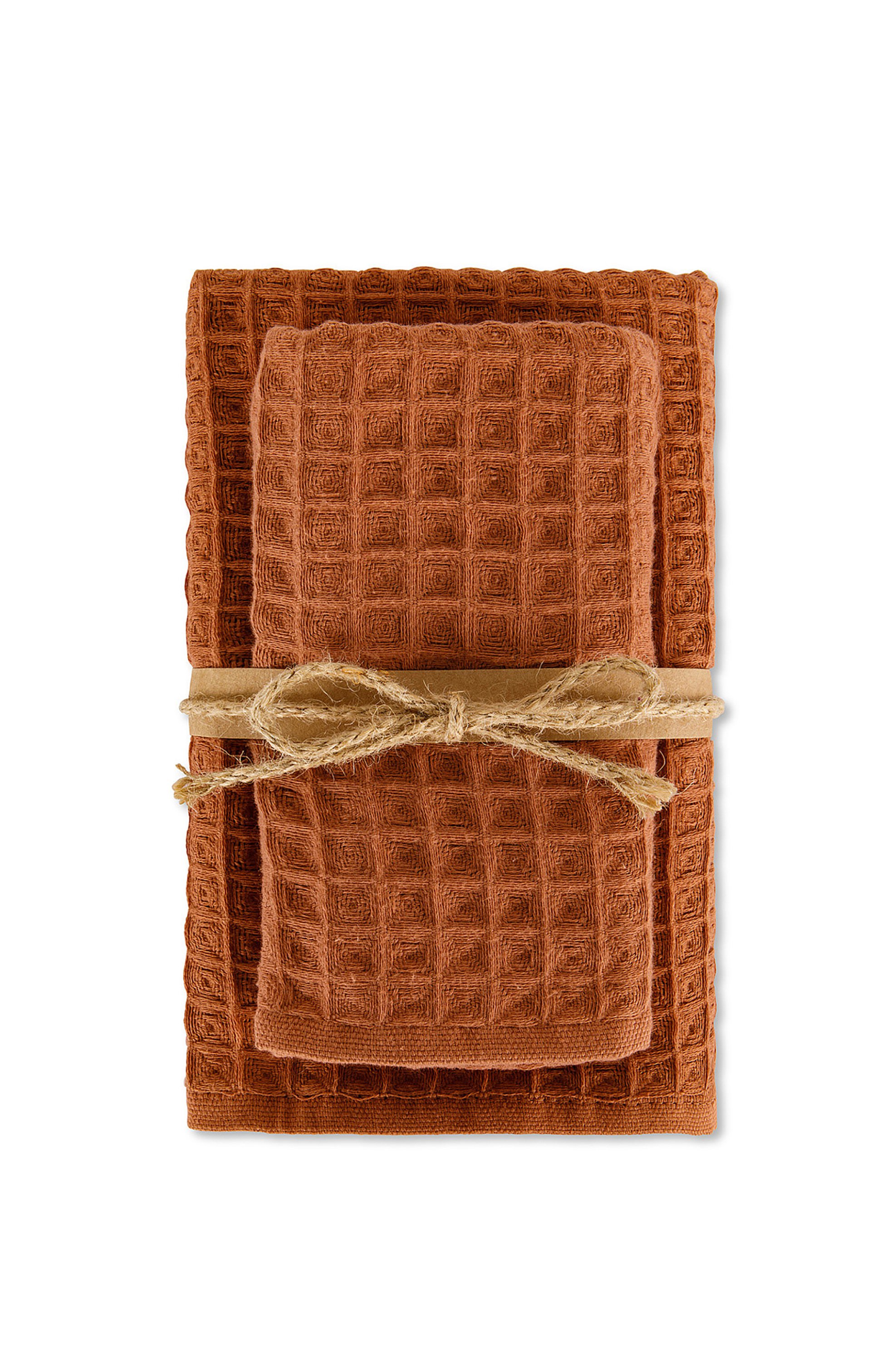 Coincasa σετ πετσέτες μπάνιου με ανάγλυφο σχέδιο (2 τεμάχια) - 007262039 Καφέ