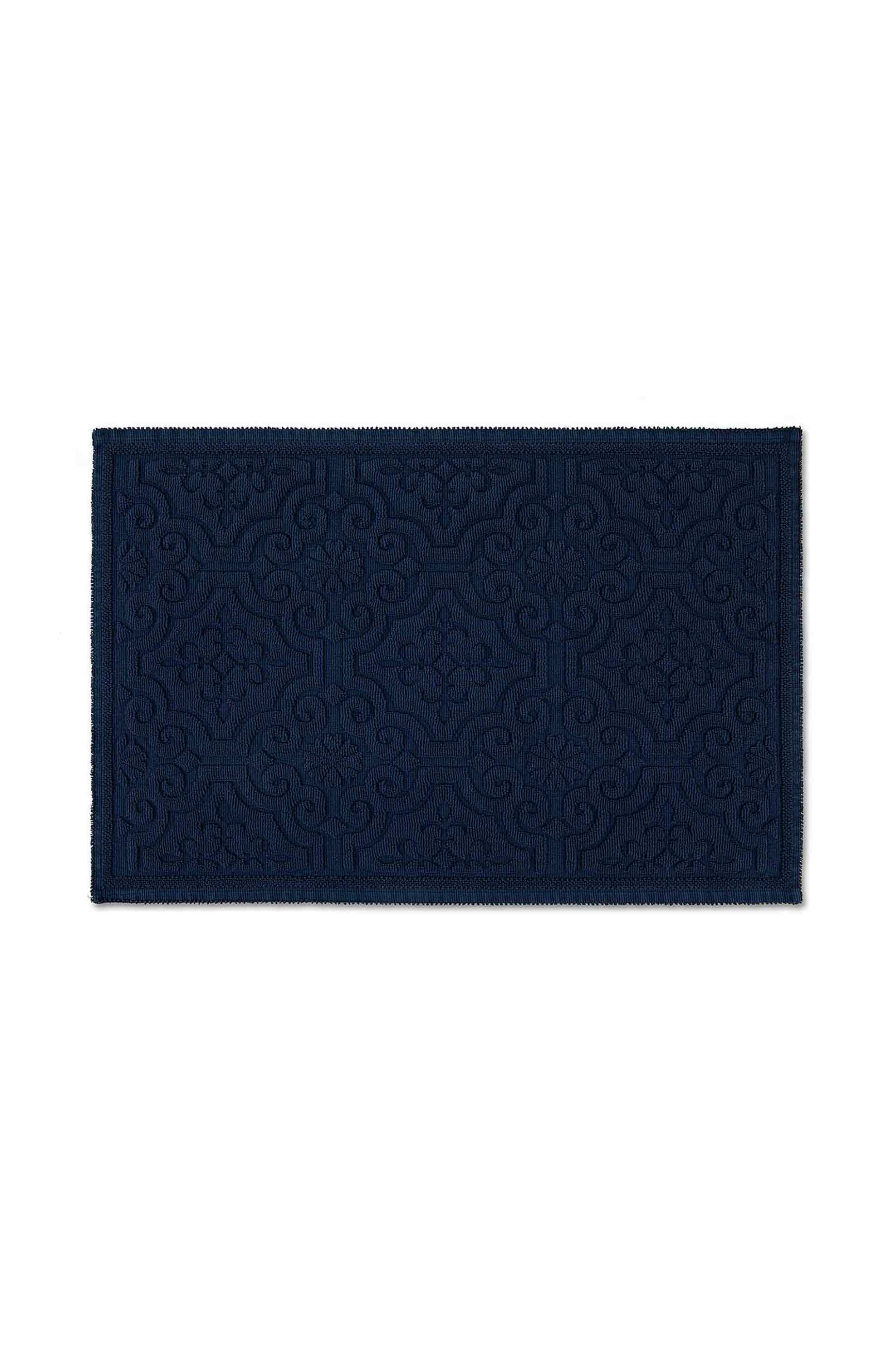 Coincasa χαλάκι μπάνιου με ανάγλυφο σχέδιο 84 x 54 cm - 007359849 Μπλε Σκούρο