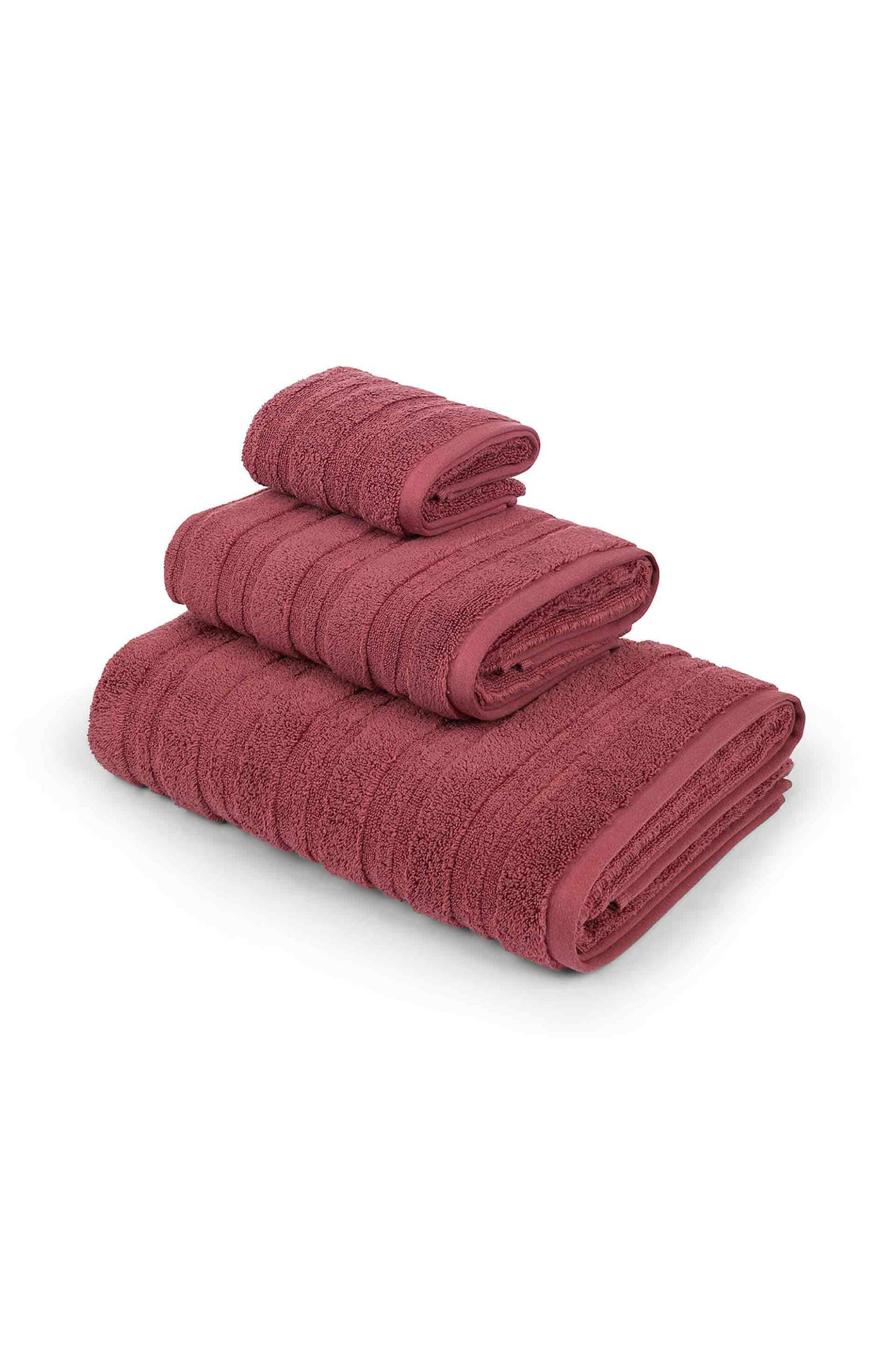 Coincasa πετσέτα σώματος μονόχρωμη με ανάγλυφες ρίγες 150 x 90 cm - 007358603 Μπορντό φωτογραφία