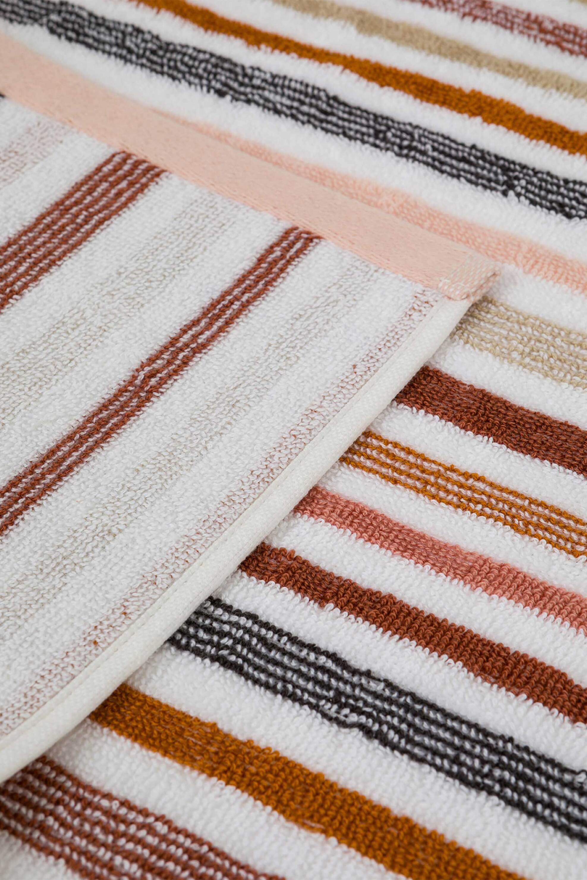 Coincasa πετσέτα χεριών βαμβακερή με πολύχρωμο ριγέ σχέδιο 60 x 40 cm - 007377577 Καφέ φωτογραφία