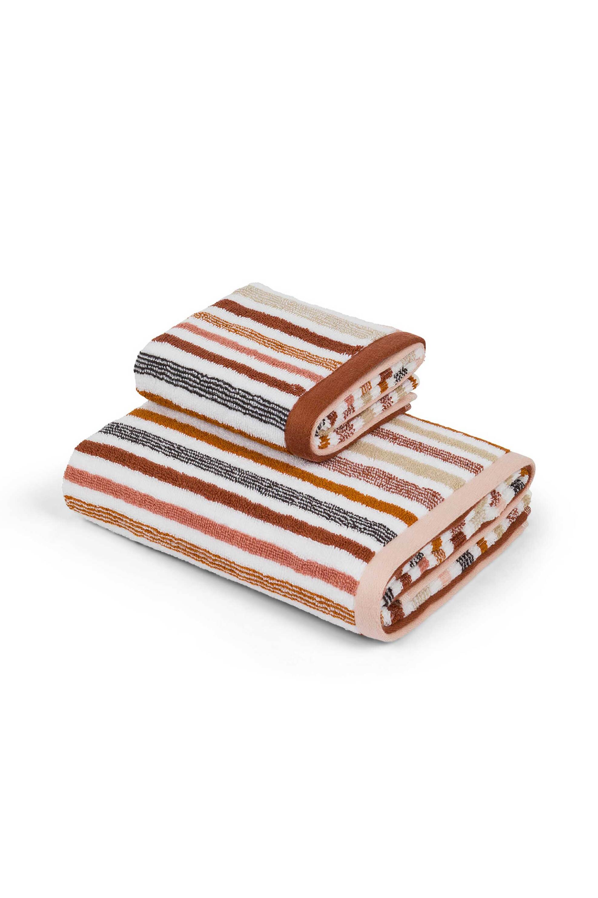 Coincasa πετσέτα χεριών βαμβακερή με πολύχρωμο ριγέ σχέδιο 60 x 40 cm - 007377577 Καφέ φωτογραφία