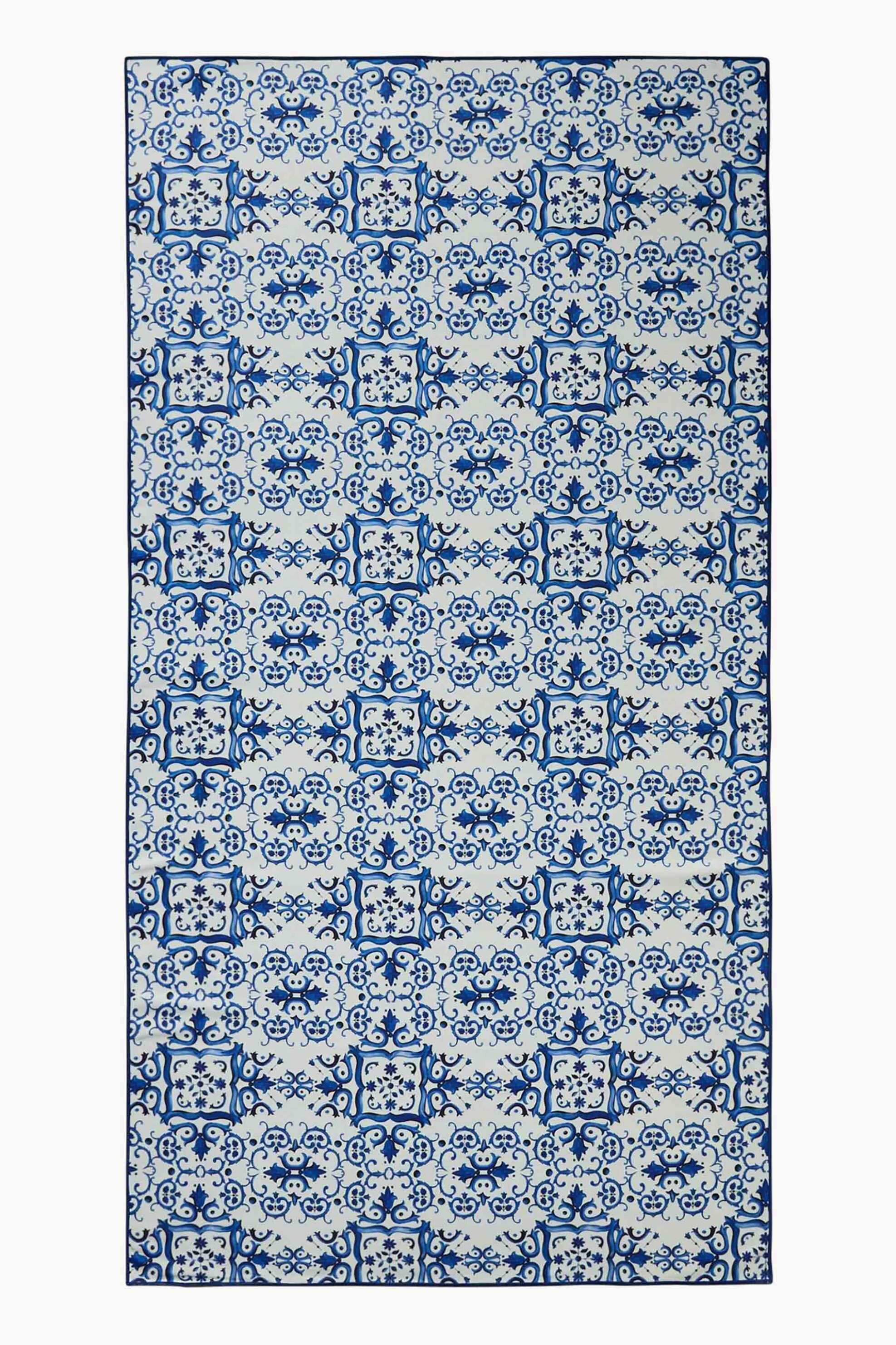 Coincasa unisex πετσέτα θαλάσσης microfiber 100 x 190 cm - 006817055 Λευκό - Μπλε