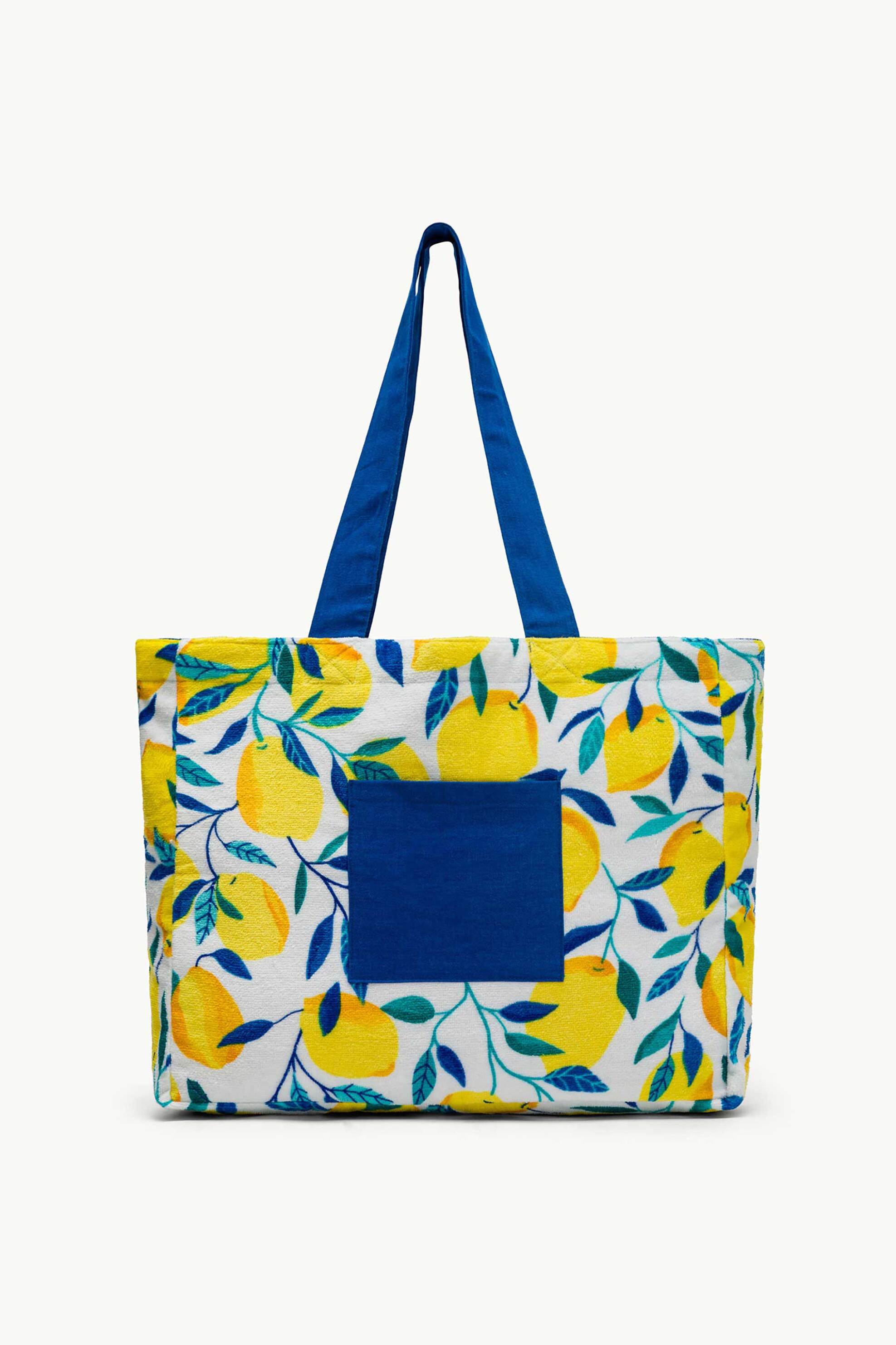 Coincasa γυναικεία shopper bag με lemon print - 007490218 Λευκό - Μπλε