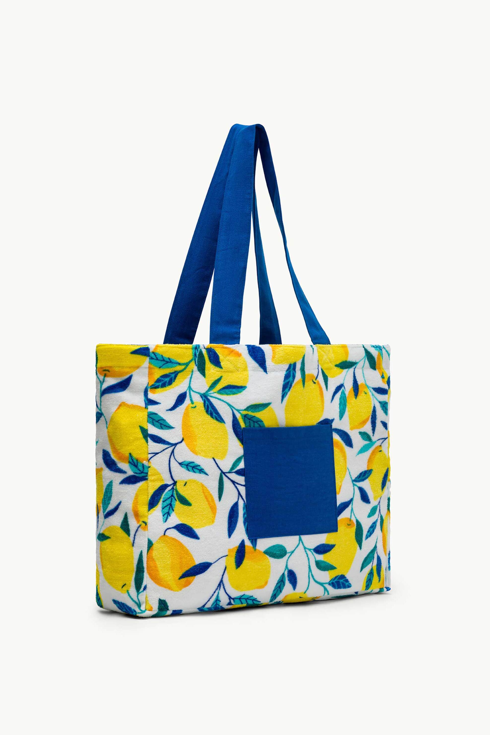 Coincasa γυναικεία shopper bag με lemon print - 007490218 Λευκό - Μπλε