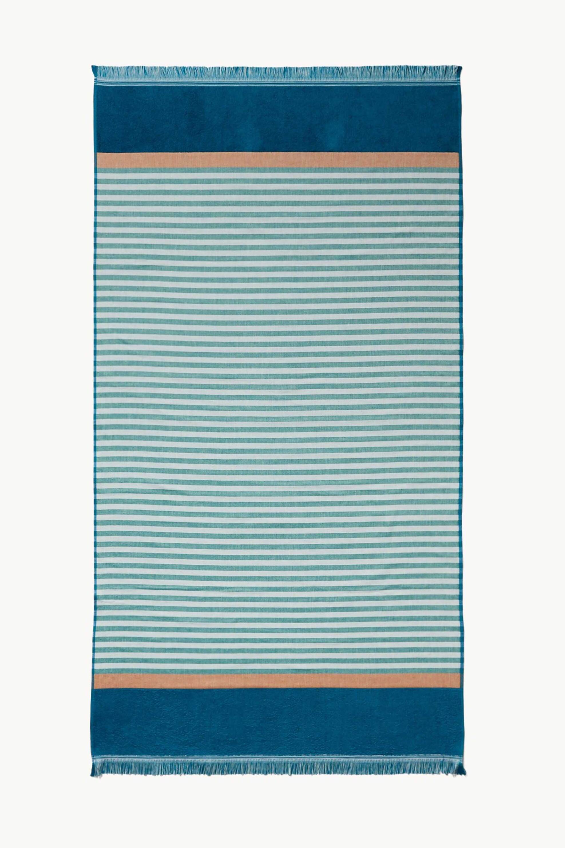 Coincasa unisex πετσέτα θαλάσσης με ριγέ σχέδιο 90 x 170 cm - 006816294 Πετρόλ