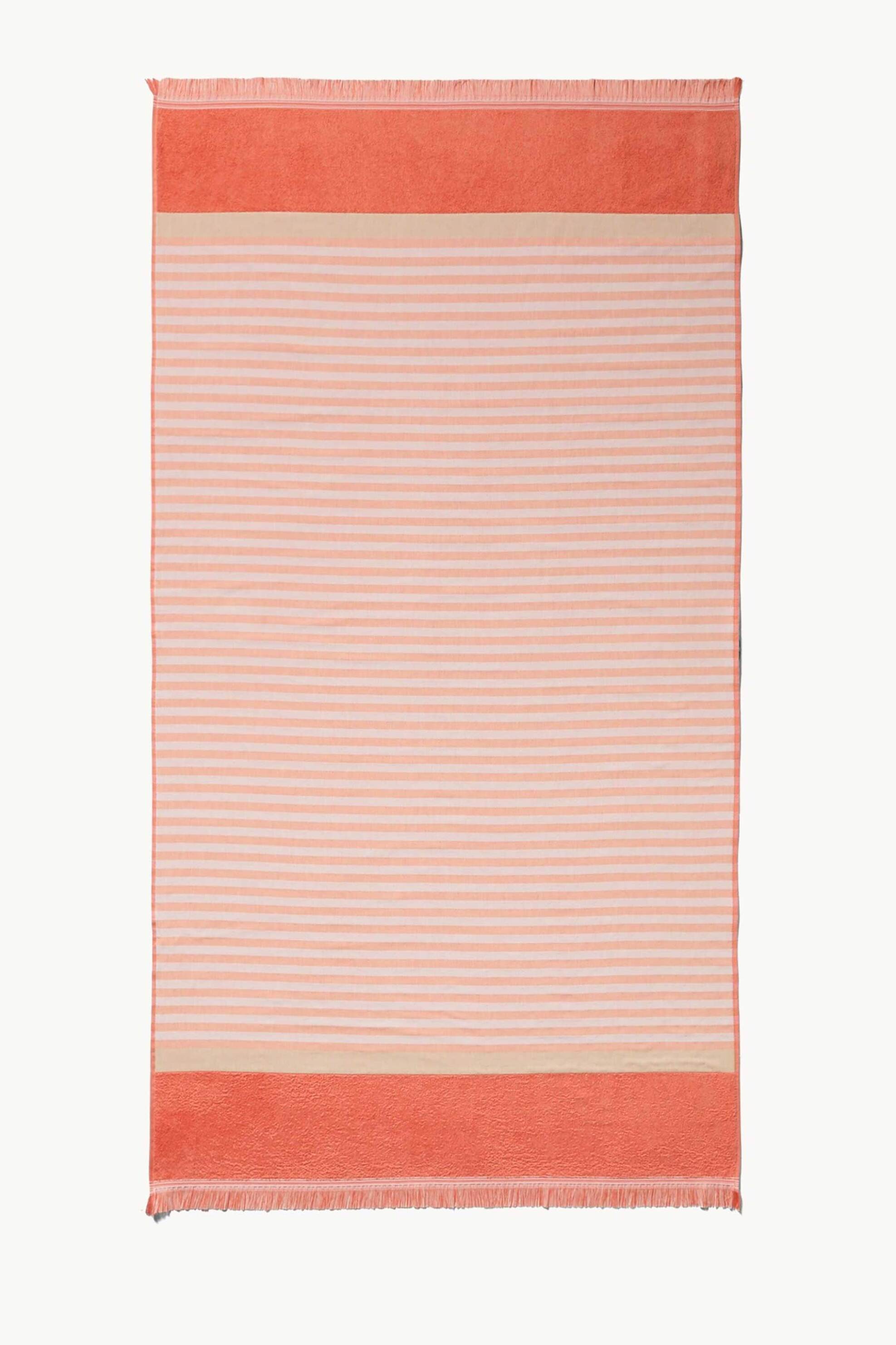 Coincasa unisex πετσέτα θαλάσσης με ριγέ σχέδιο 90 x 170 cm - 006816296 Κοραλί