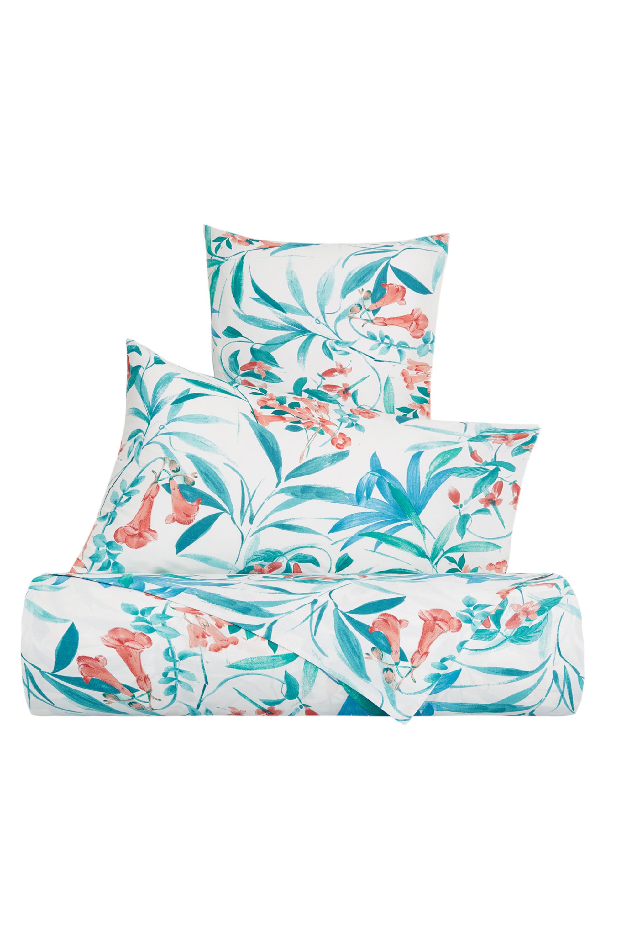 COINCASA Coincasa διπλή παπλωματοθήκη με leaf print 220 x 240 cm - 007154520 Λευκό