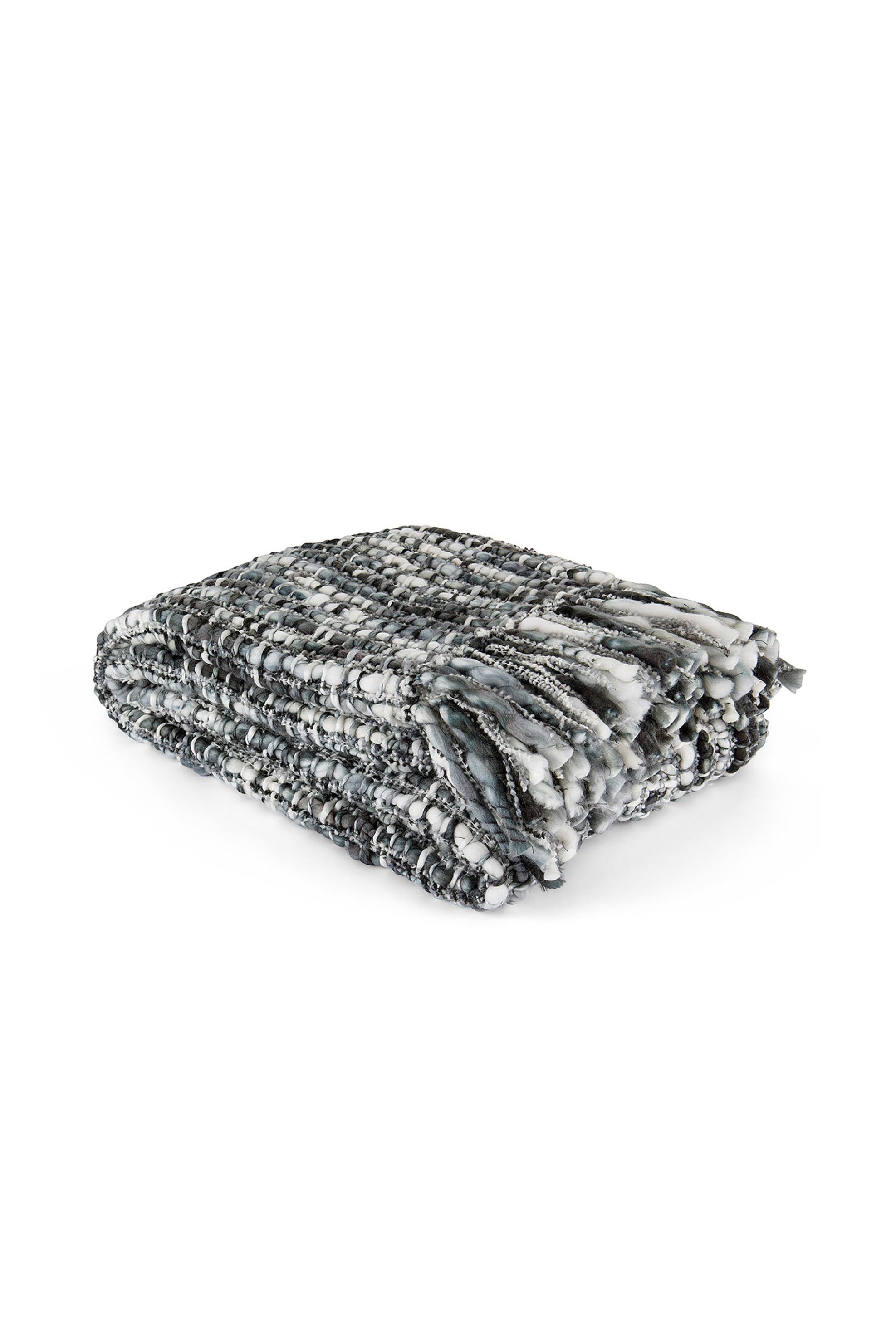 COINCASA Coincasa κουβέρτα με καρό πλέξιμο και διπλές πλεξούδες 170 x 130 cm - 007214023 Γκρι