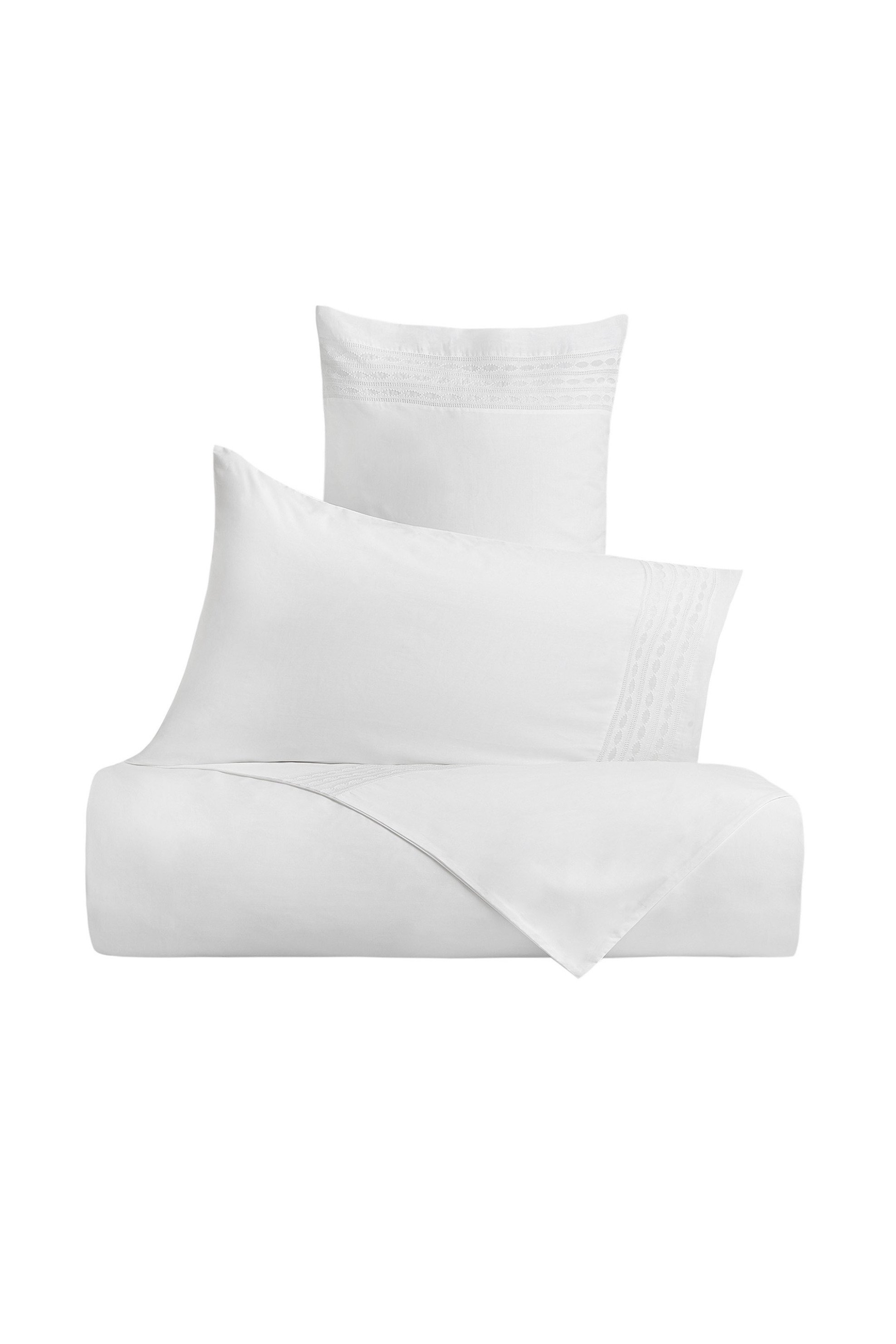 Coincasa παπλωματοθήκη υπέρδιπλη μονόχρωμη με κεντημένες λεπτομέρειες 220 x 240 cm - 006777676 Λευκό