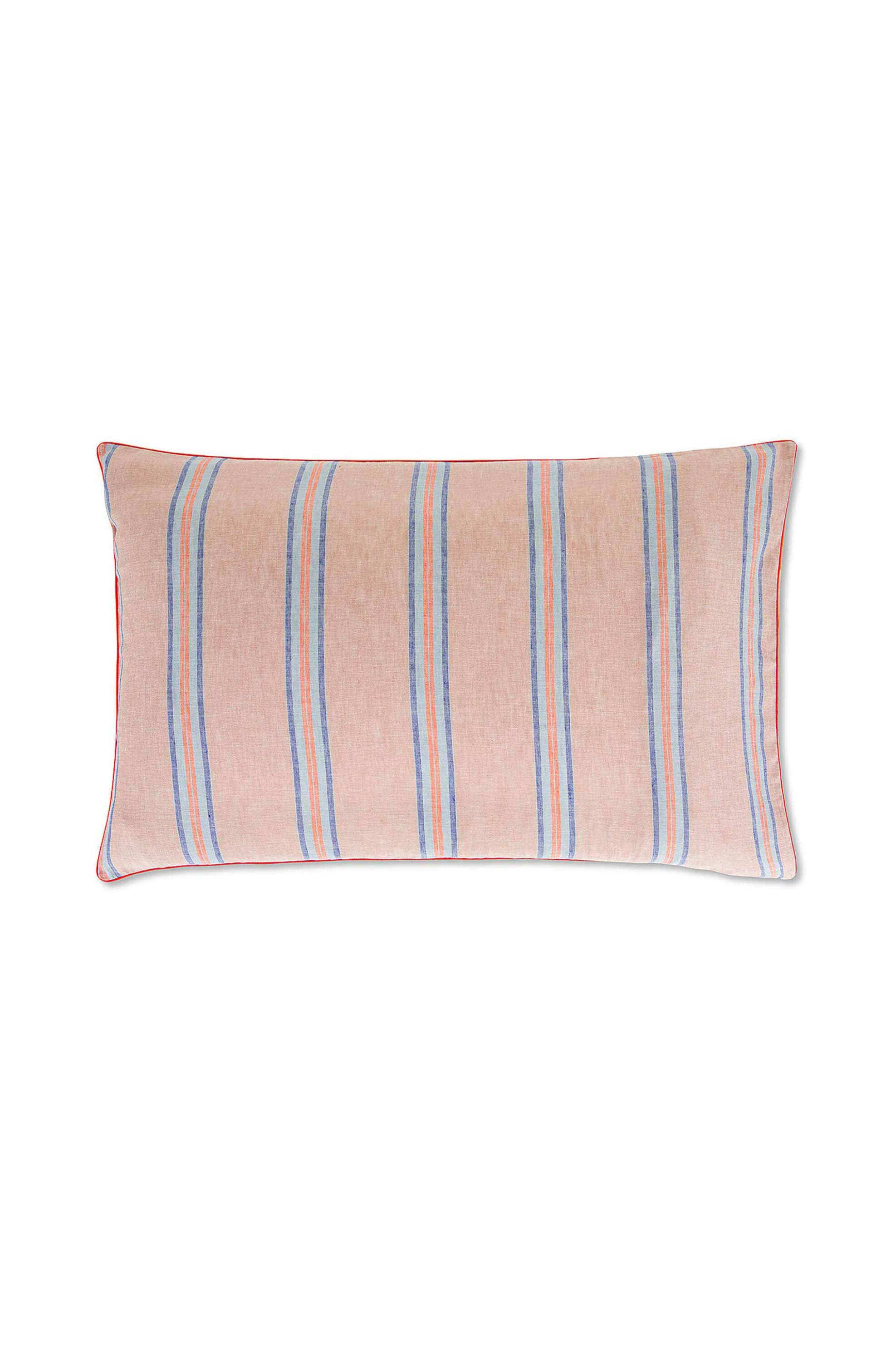 Coincasa μαξιλαροθήκη από λινό με ριγέ contrast σχέδιο 80 x 50 cm - 007358005 Πορτοκαλί