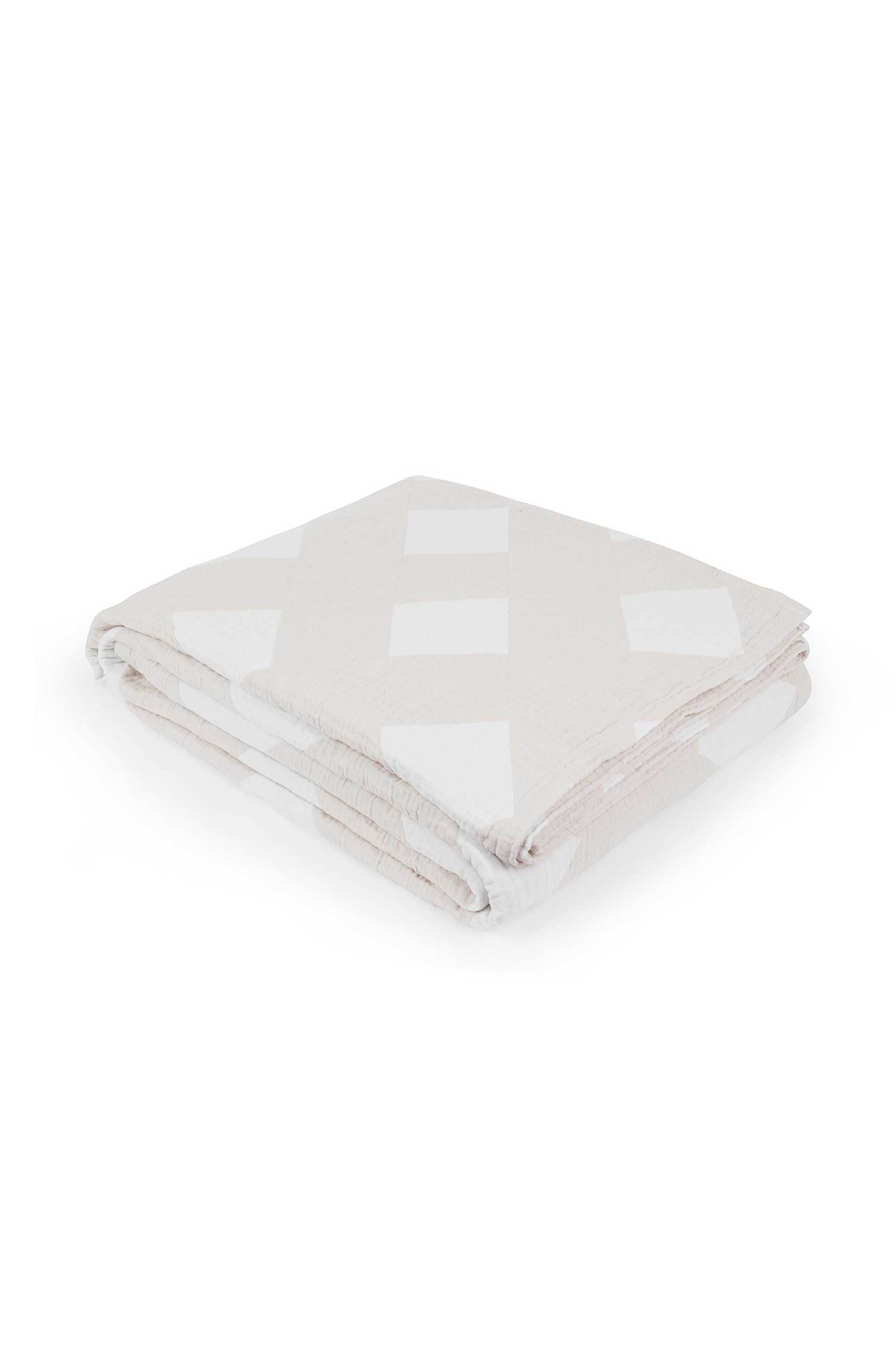 Coincasa κουβέρτα διπλή βαμβακερή με all-over γεωμετρικό pattern 260 x 250 cm - 007357979 Εκρού