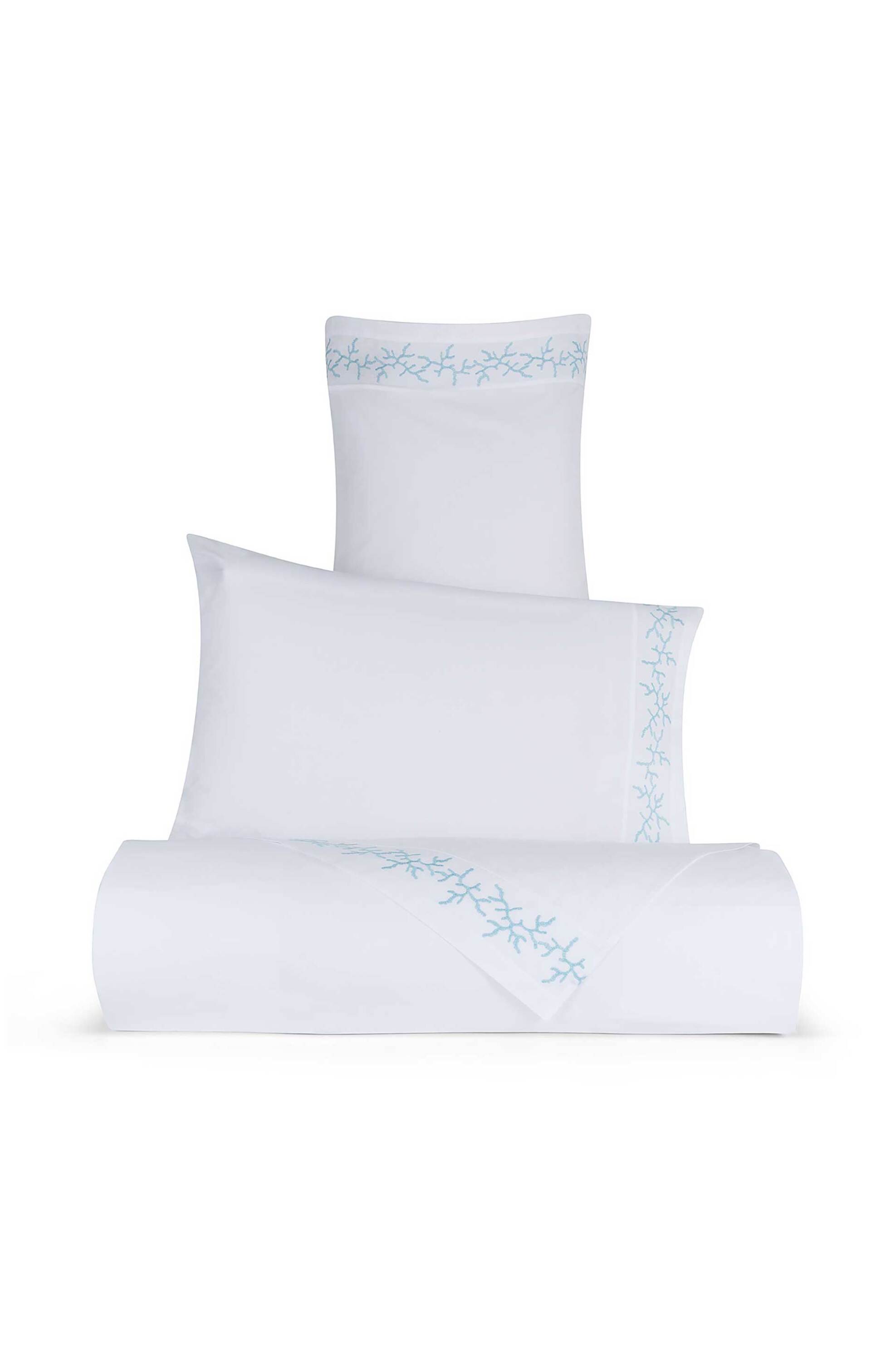 Coincasa σεντόνι υπέρδιπλο βαμβακερό μονόχρωμο με κεντημένο contrast σχέδιο 280 x 240 cm - 007357936 Λευκό