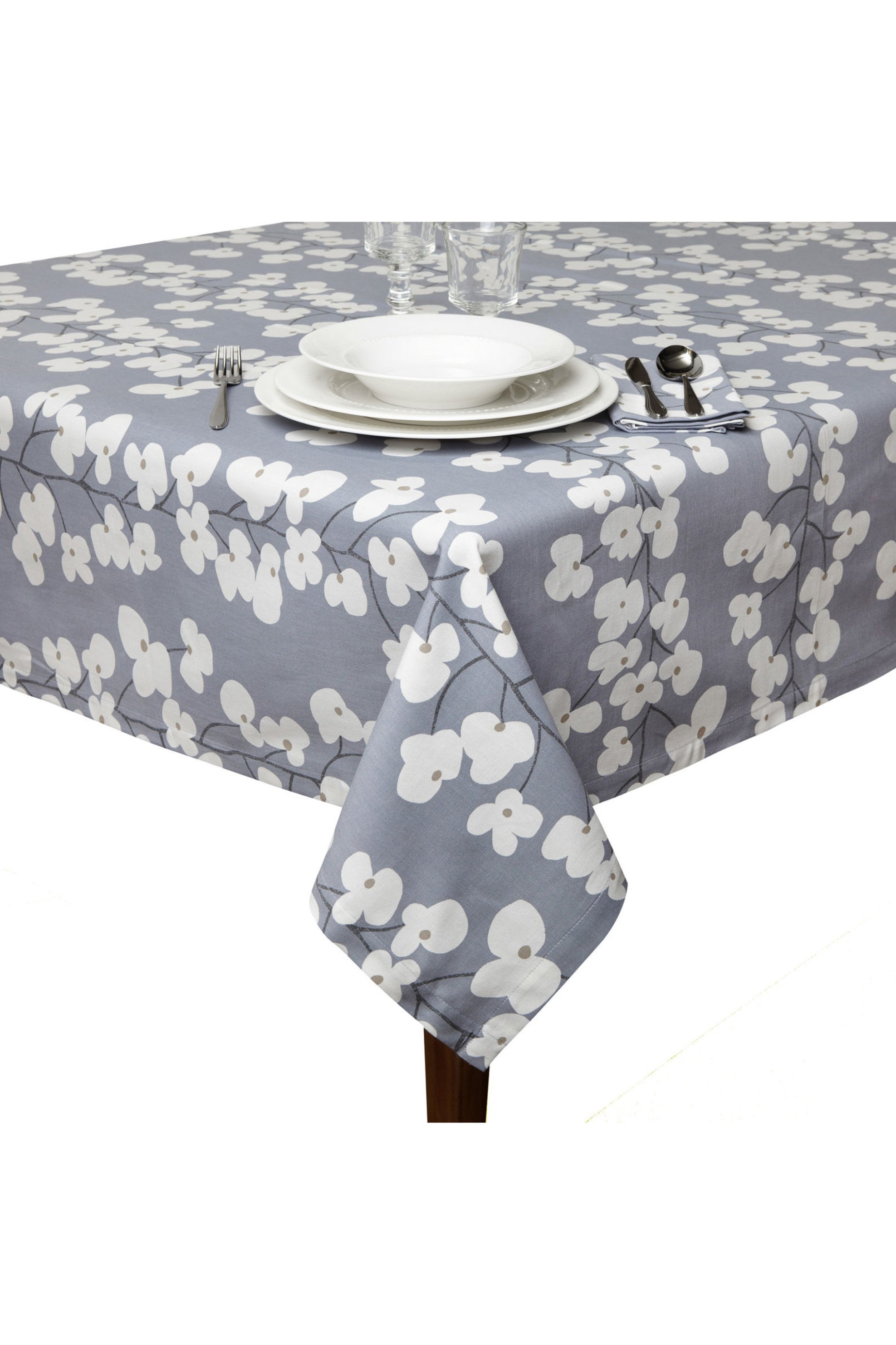 COINCASA Coincasa τραπεζομάντηλο με floral print 160 x 300 cm - 000493008 Γκρι Γαλάζιο